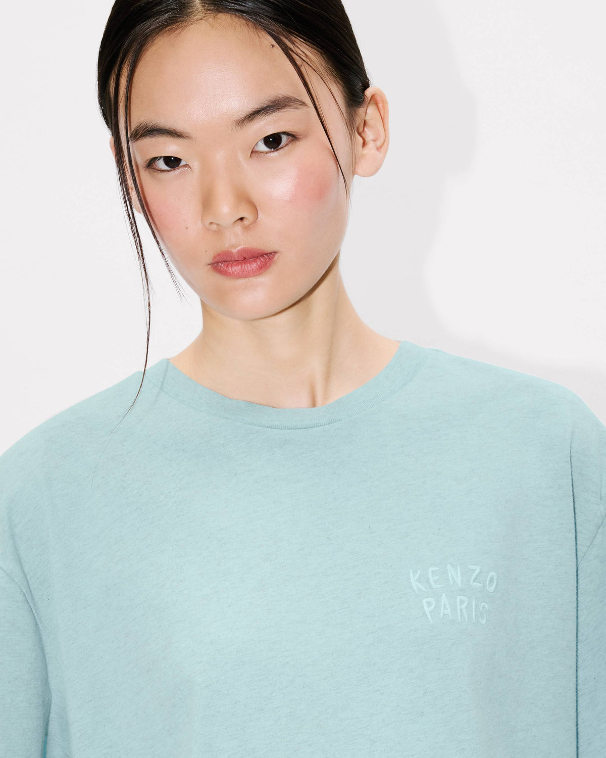 Kenzo Boke Heart Embroidered Loose Tshirt In Cotton Women's