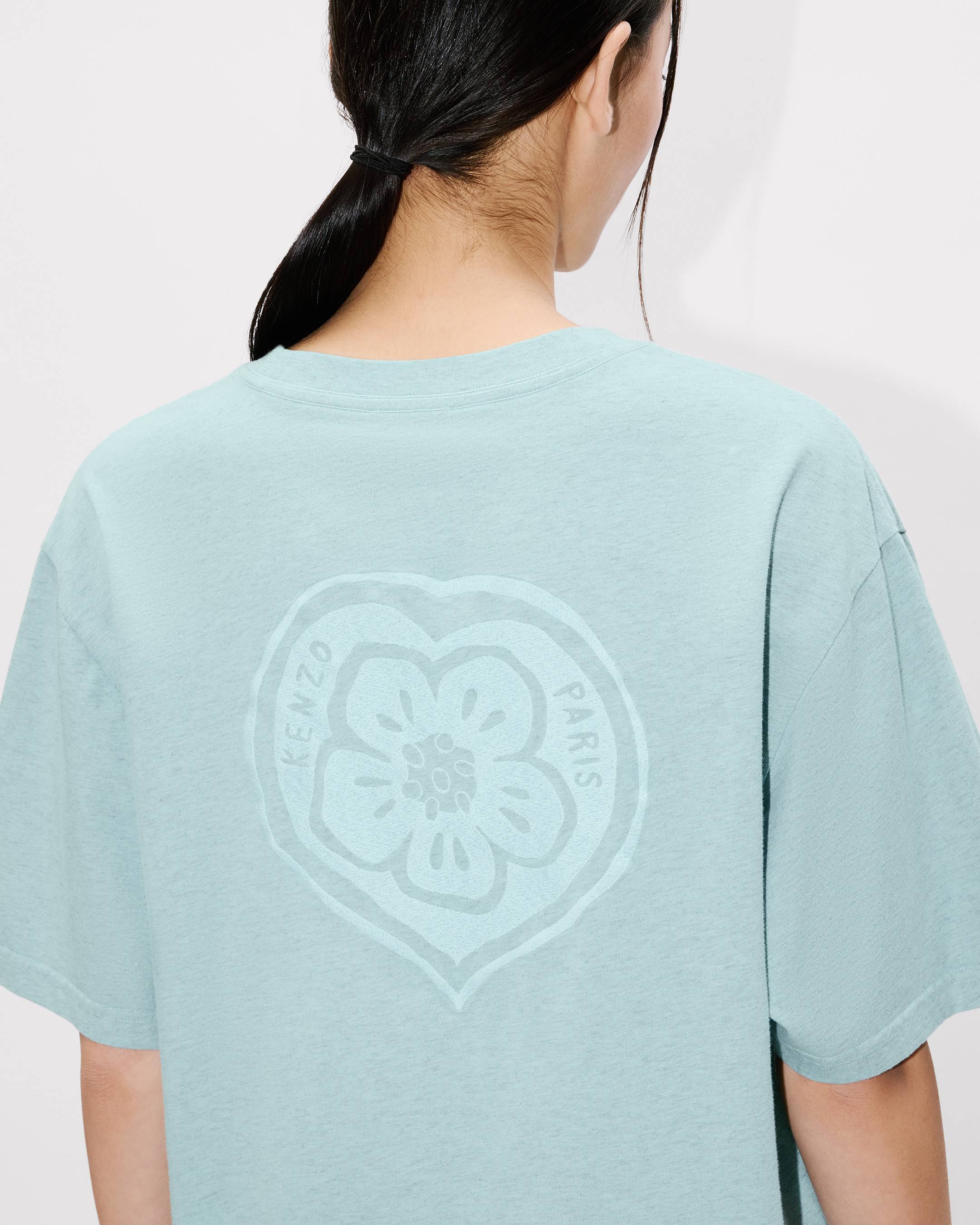 Kenzo Boke Heart Embroidered Loose Tshirt In Cotton Women's