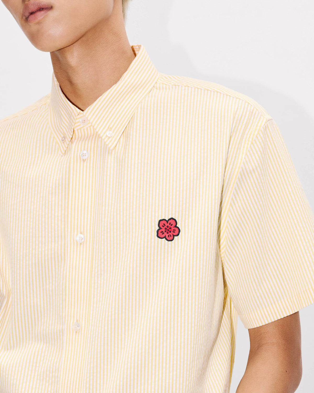 Kenzo Boke Flower Short Sleeve Shirt In Cotton Seersucker