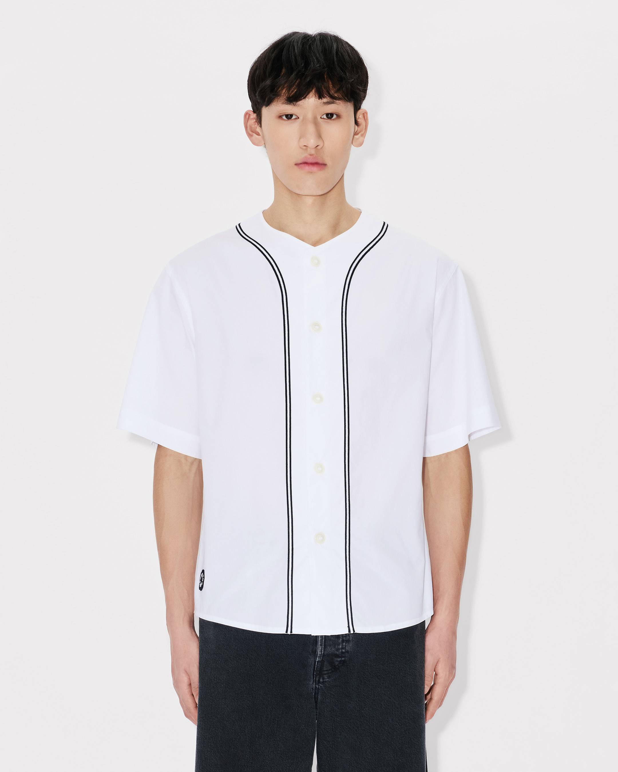 Kenzo Boke Flower 20 Baseball Short Sleeve Shirt In Cotton Poplin