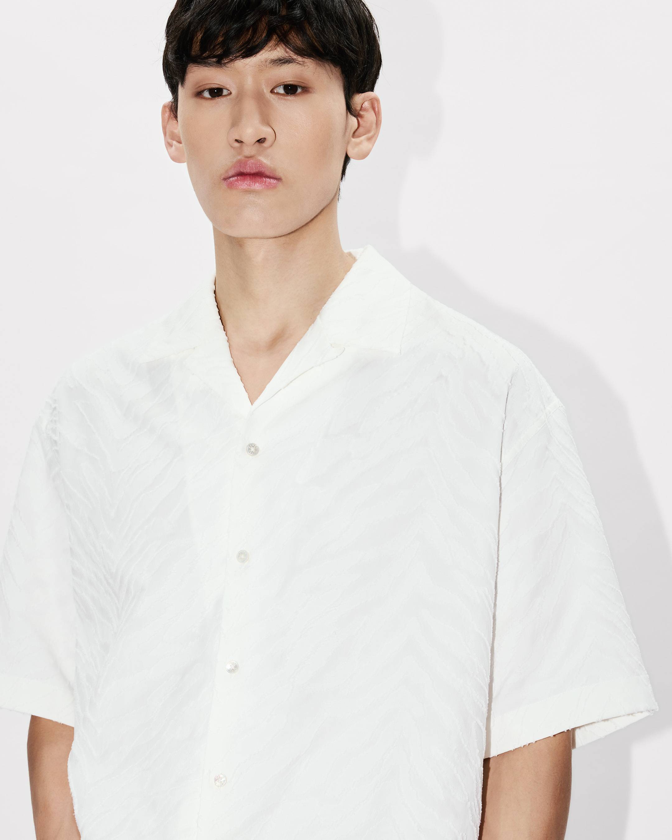 Kenzo Tiger Hawaiian Short Sleeve Shirt In Cotton Jacquard