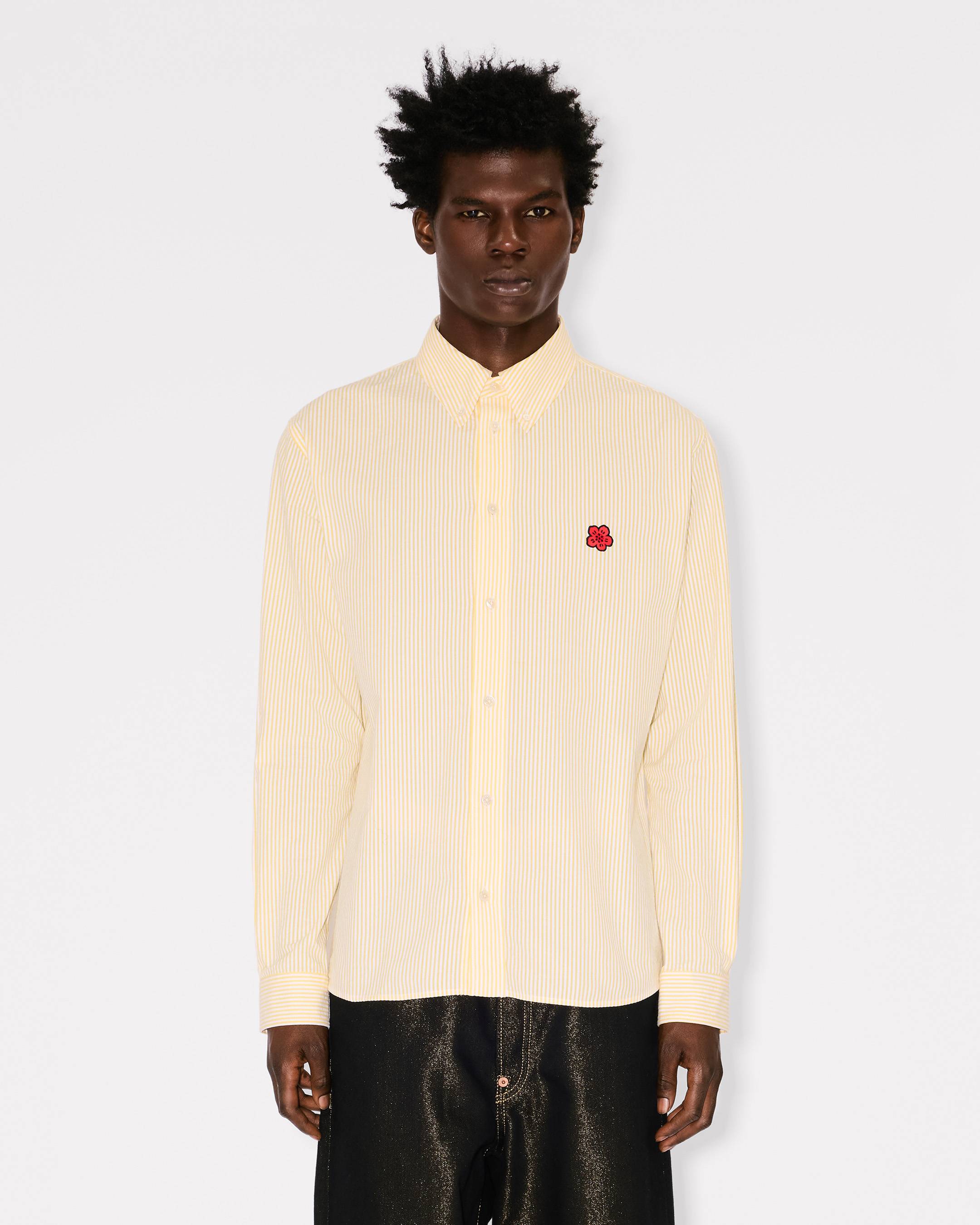 Kenzo Boke Flower Embroidered Casual Shirt In Seersucker Cotton