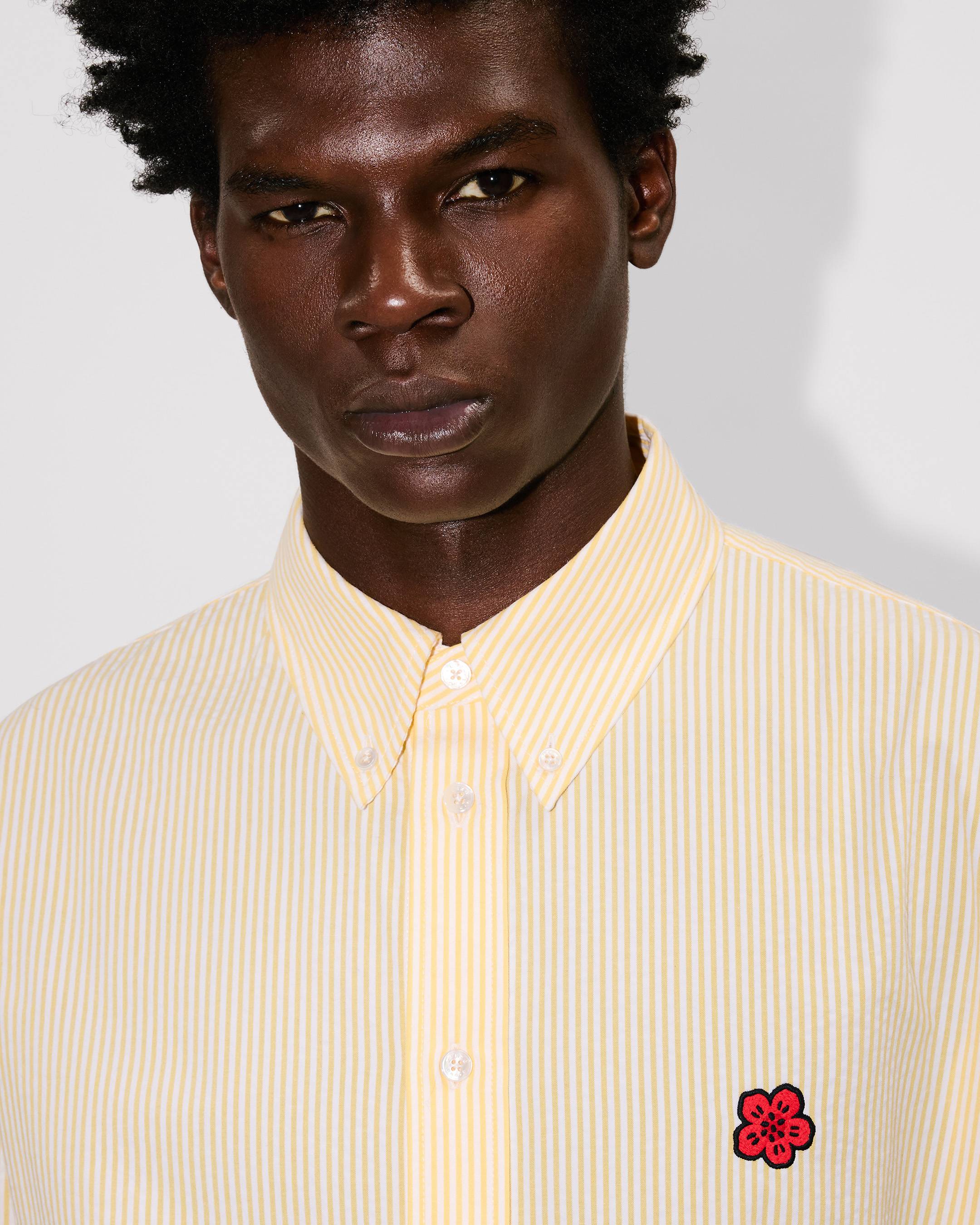Kenzo Boke Flower Embroidered Casual Shirt In Seersucker Cotton