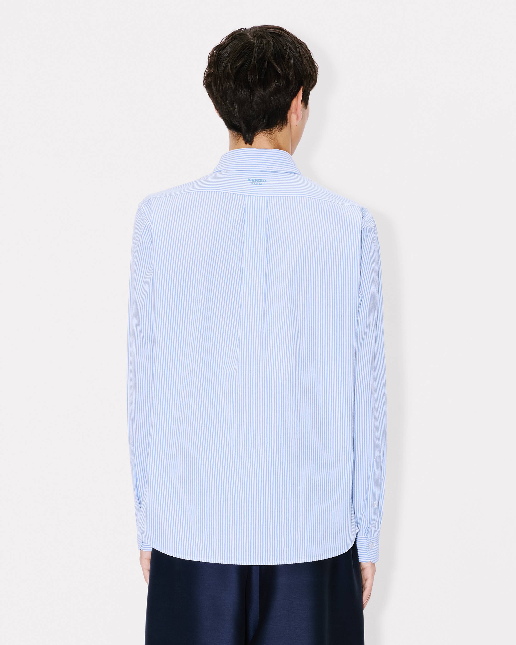Kenzo Boke Flower Embroidered Casual Shirt In Seersucker Cotton
