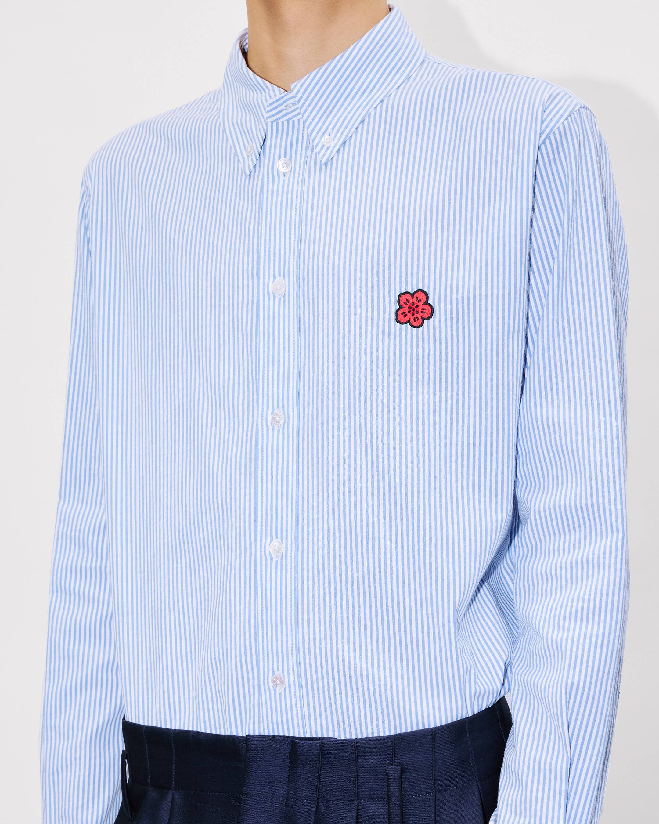 Kenzo Boke Flower Embroidered Casual Shirt In Seersucker Cotton