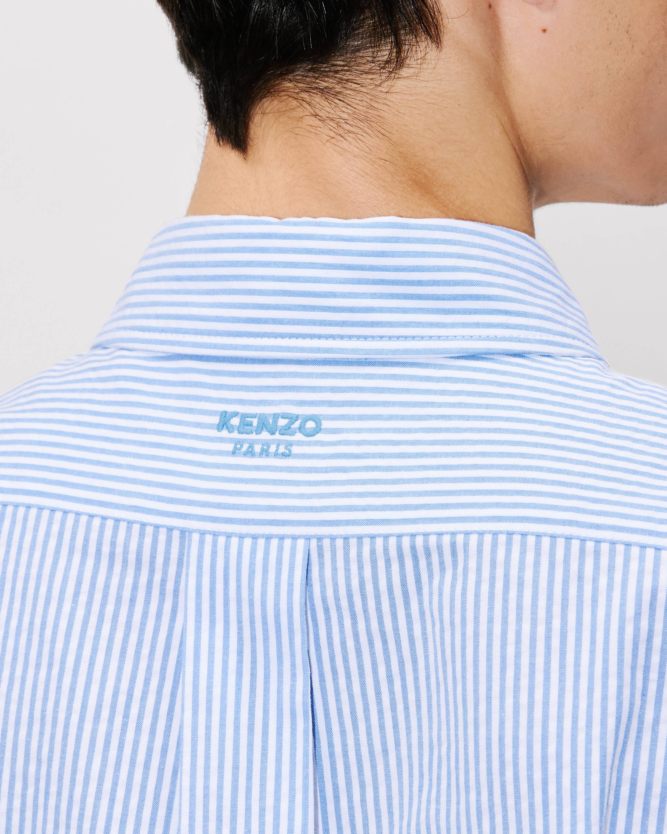 Kenzo Boke Flower Embroidered Casual Shirt In Seersucker Cotton
