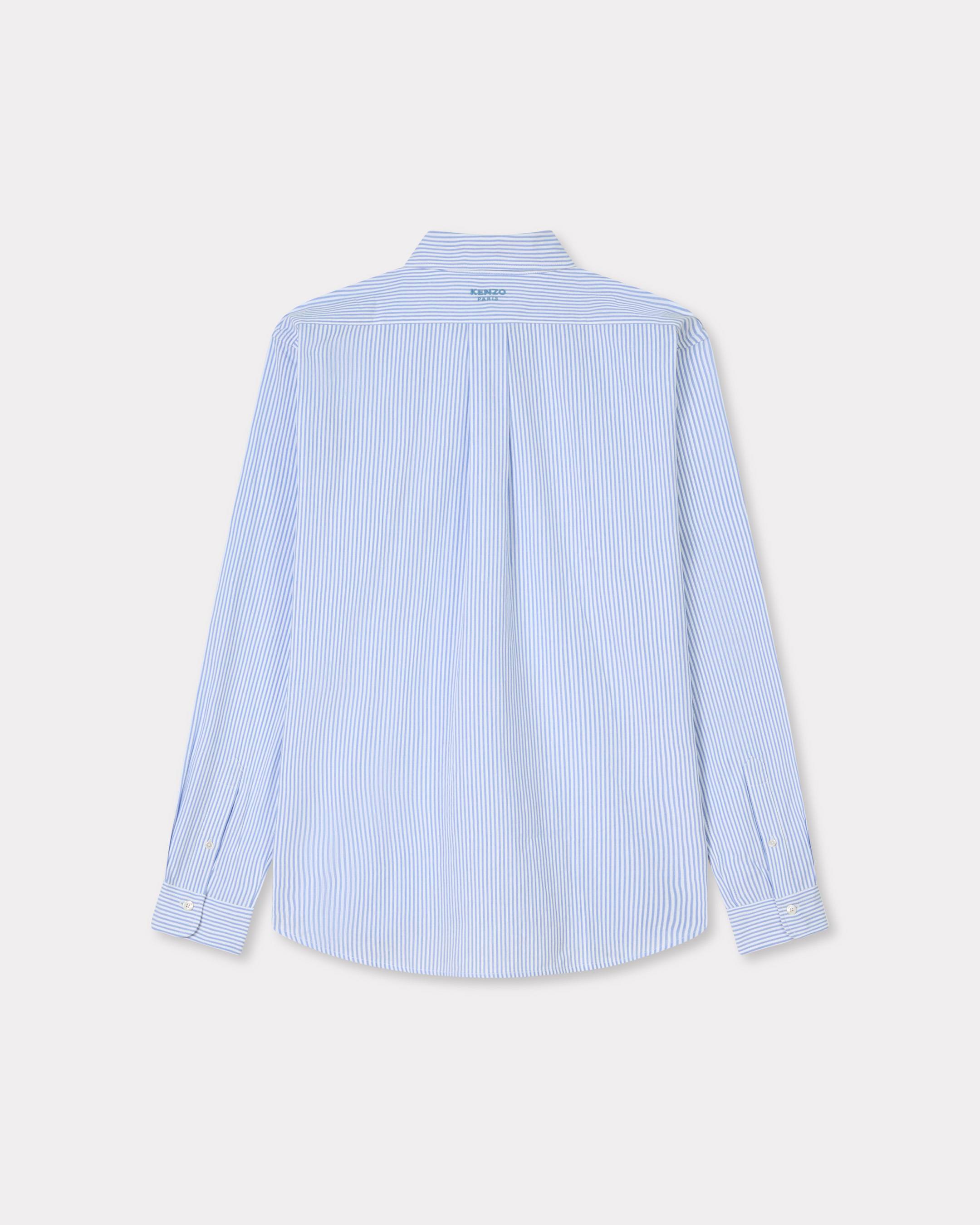 Kenzo Boke Flower Embroidered Casual Shirt In Seersucker Cotton