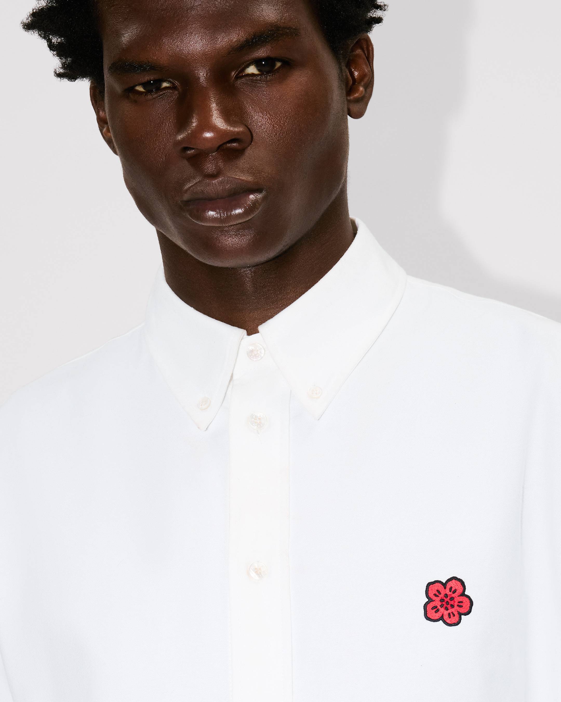 Kenzo Boke Flower Embroidered Casual Shirt In Cotton Oxford