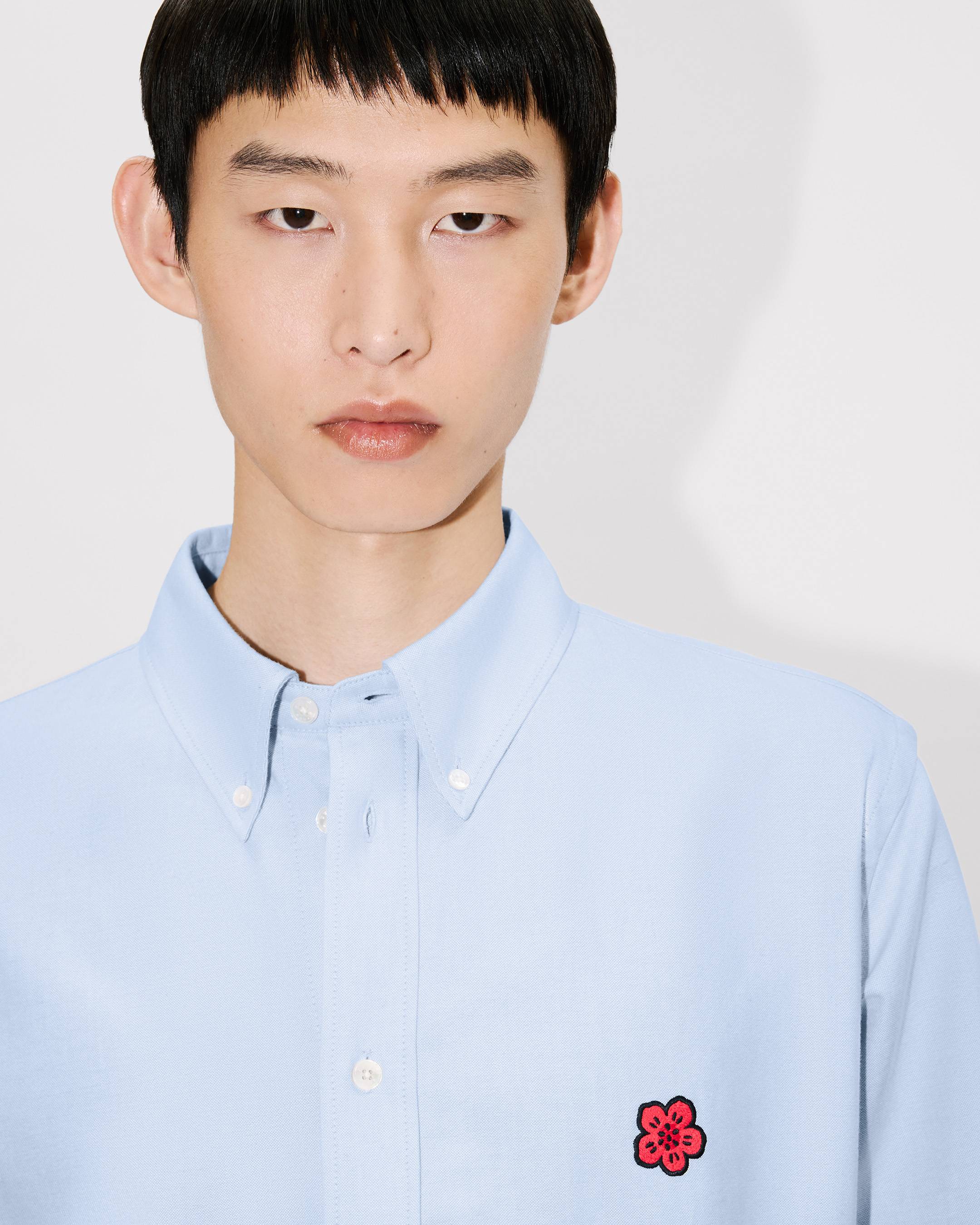 Kenzo Boke Flower Embroidered Casual Shirt In Cotton Oxford