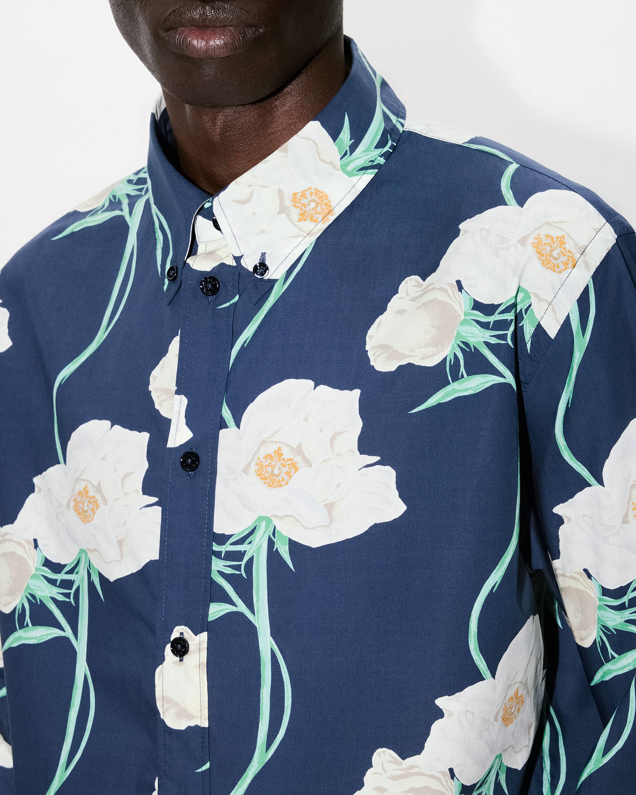 Kenzo Archive Rose Casual Shirt In Oxford Cotton