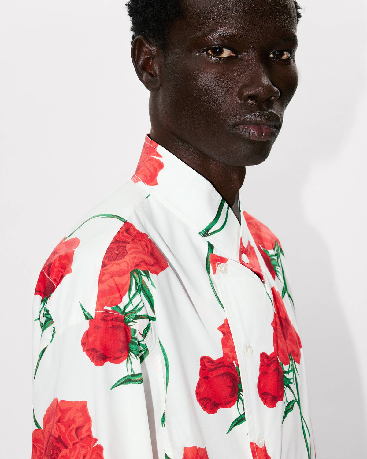 Kenzo Archive Rose Double Breasted Shirt In Cotton