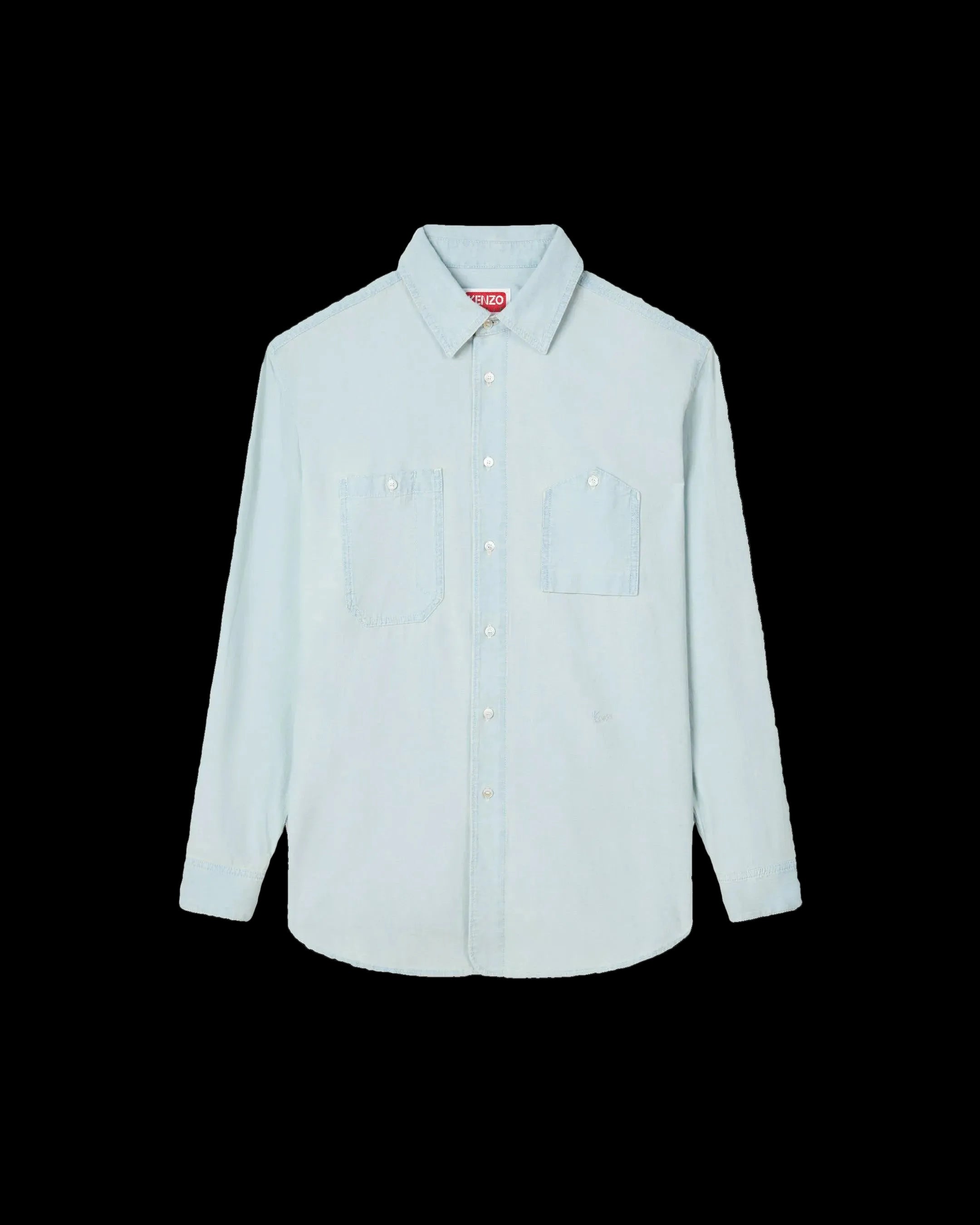 Kenzo Workwear Shirt In Stone Bleach Chambray