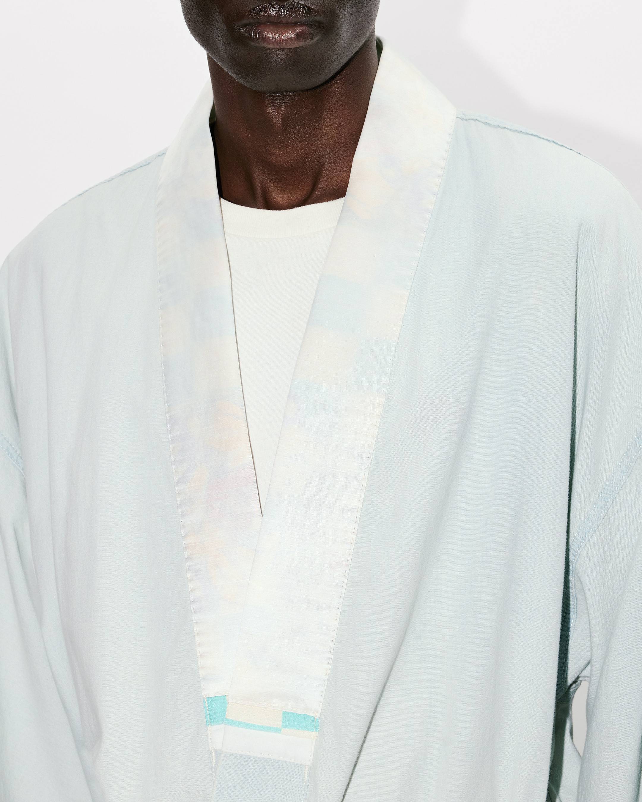 Kenzo Oversized Kimono Shirt In Stone Bleach Chambray