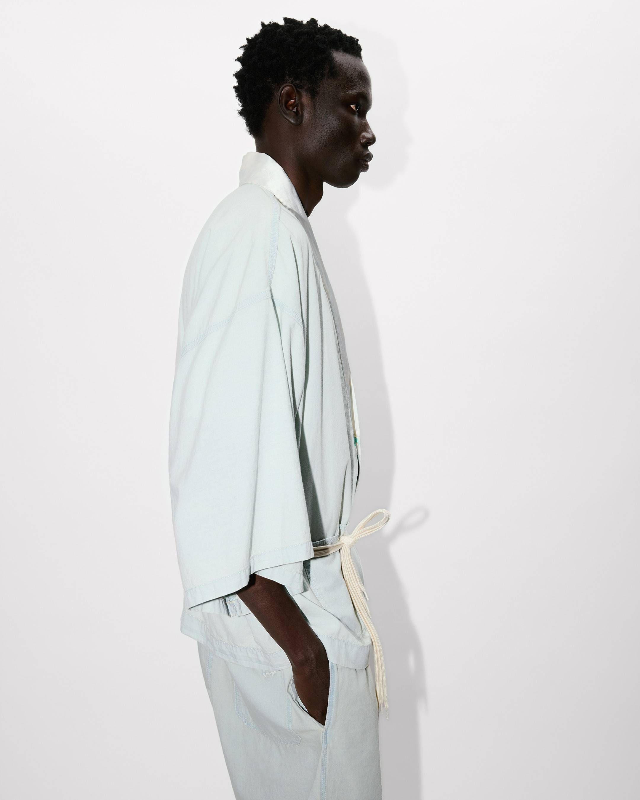 Kenzo Oversized Kimono Shirt In Stone Bleach Chambray