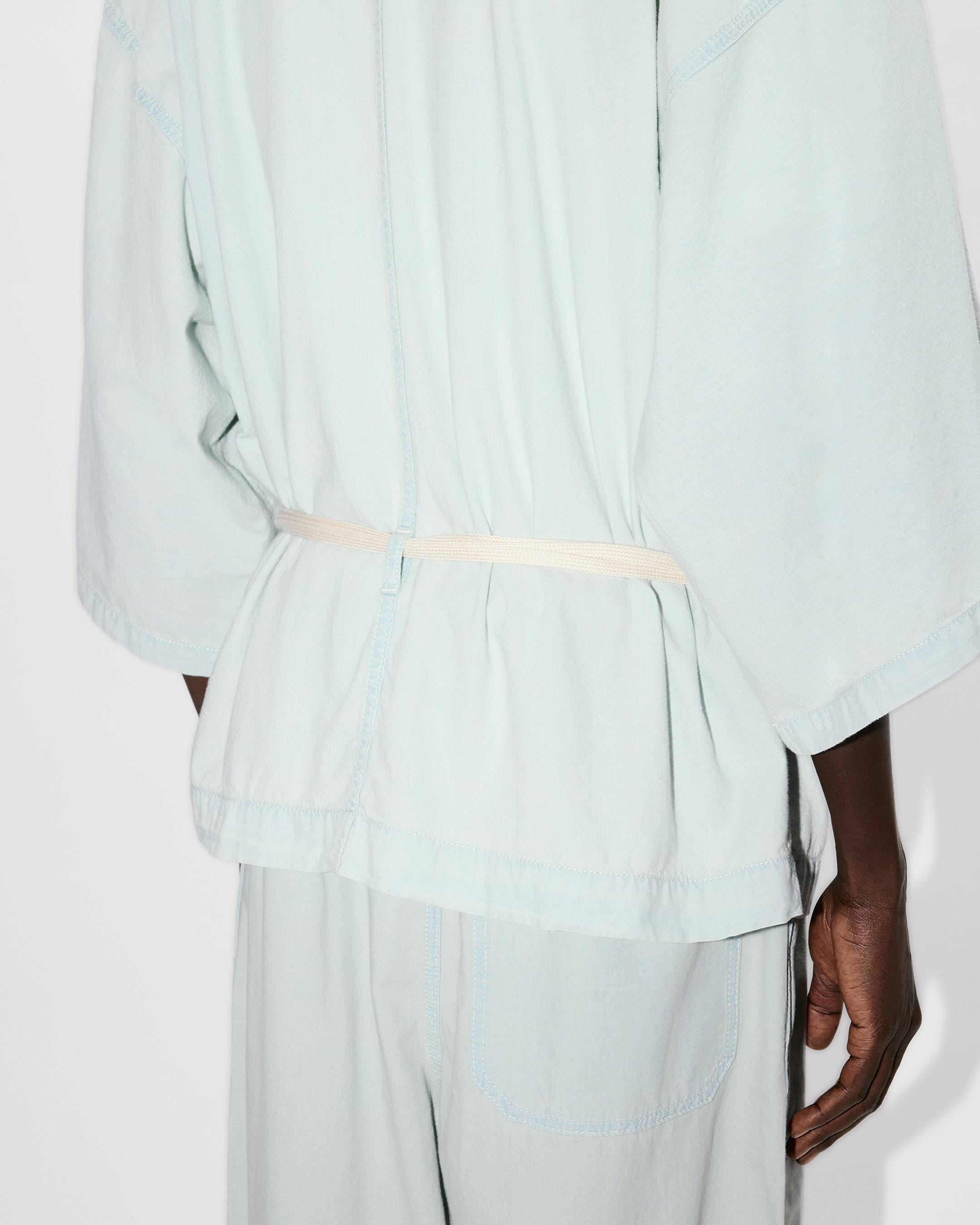 Kenzo Oversized Kimono Shirt In Stone Bleach Chambray