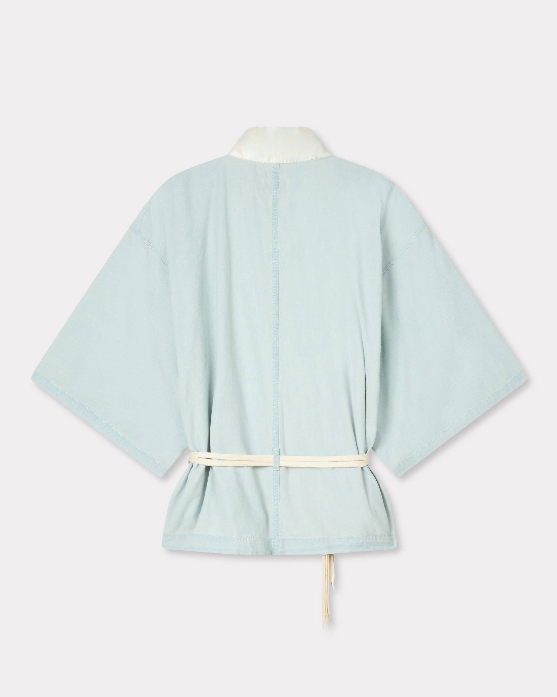 Kenzo Oversized Kimono Shirt In Stone Bleach Chambray