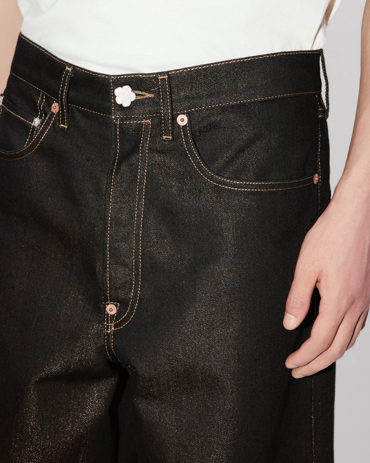 Kenzo Turn Up Wide Fit Jeans In Japanese Denim
