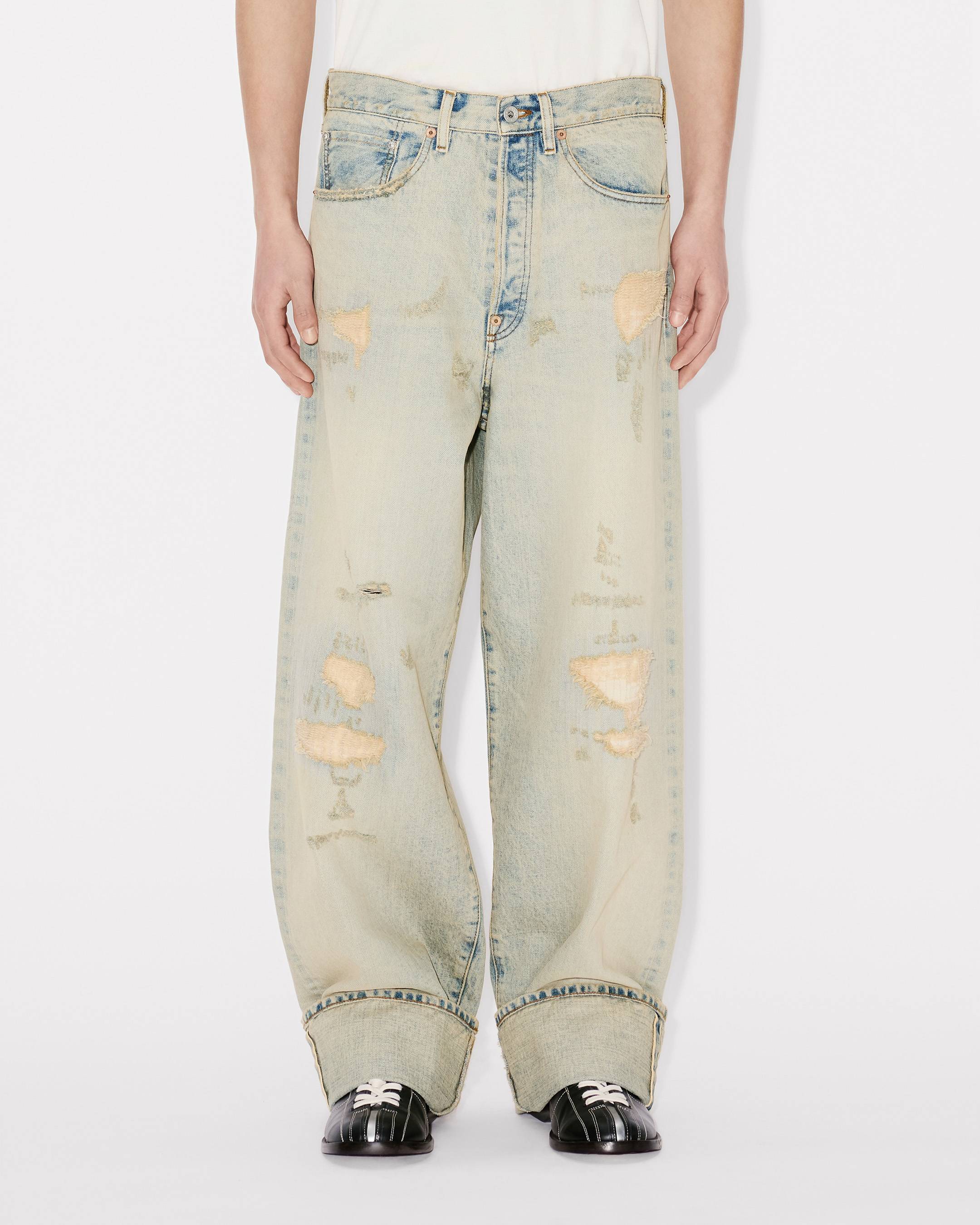 Kenzo Turn Up Wide Fit Jeans In Japanese Denim