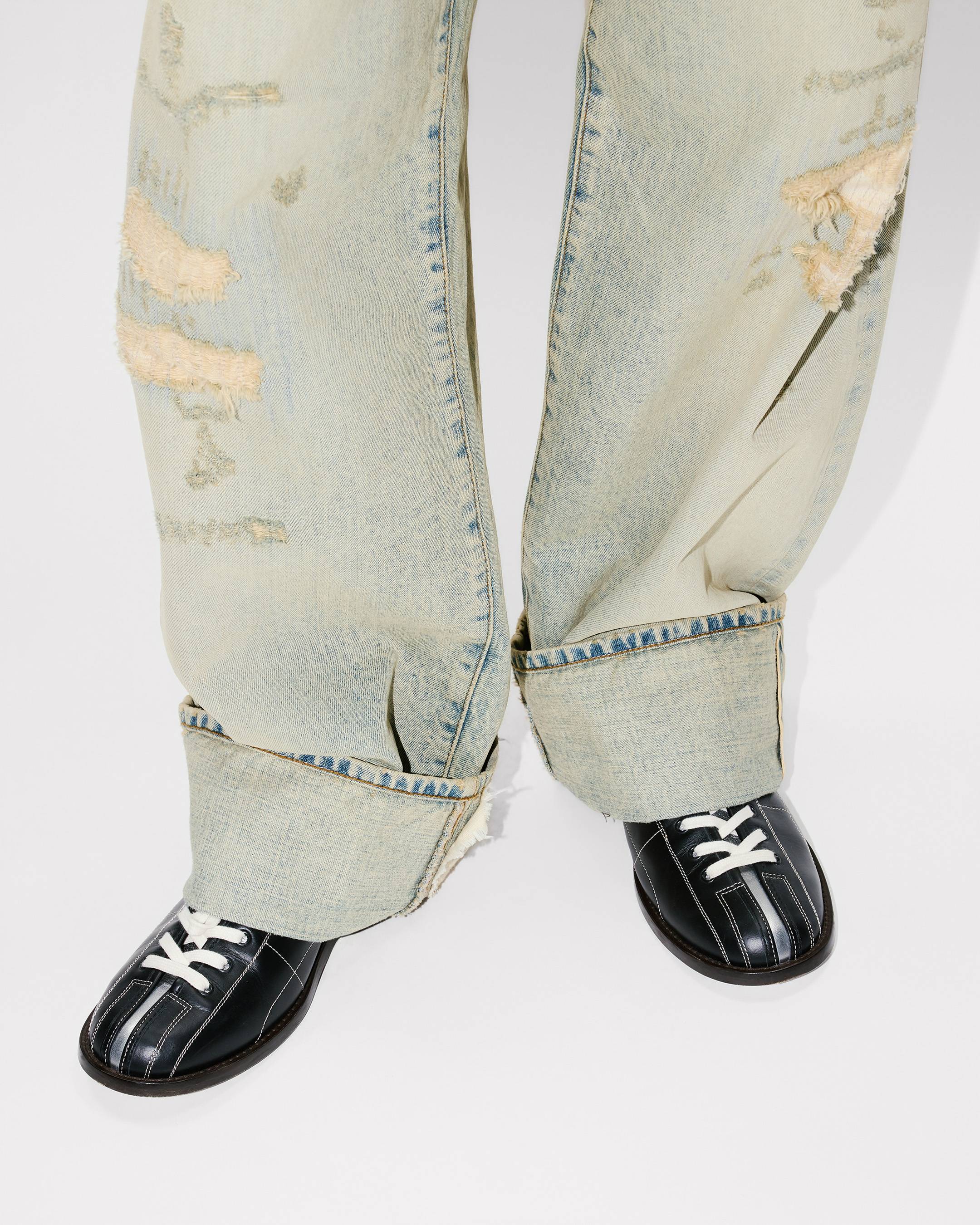 Kenzo Turn Up Wide Fit Jeans In Japanese Denim
