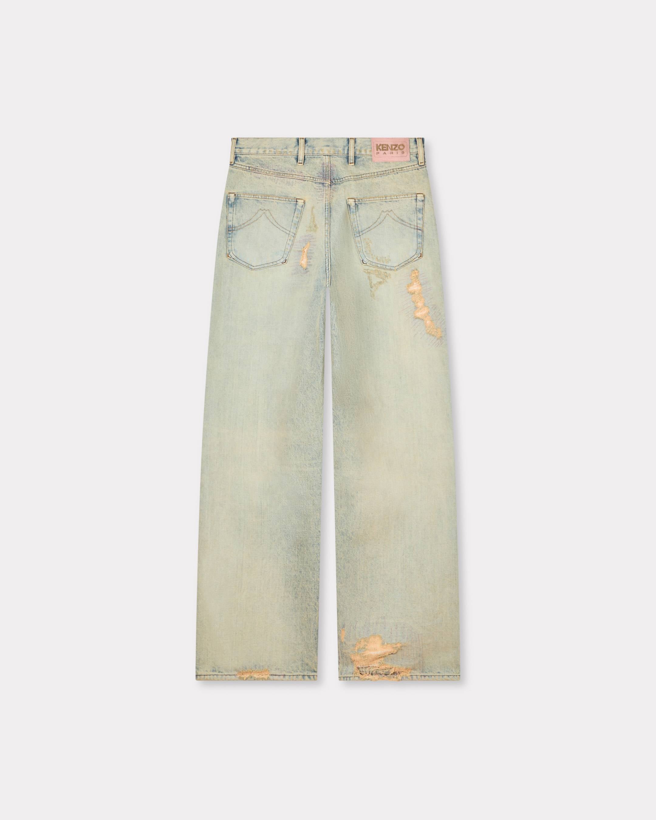 Kenzo Turn Up Wide Fit Jeans In Japanese Denim