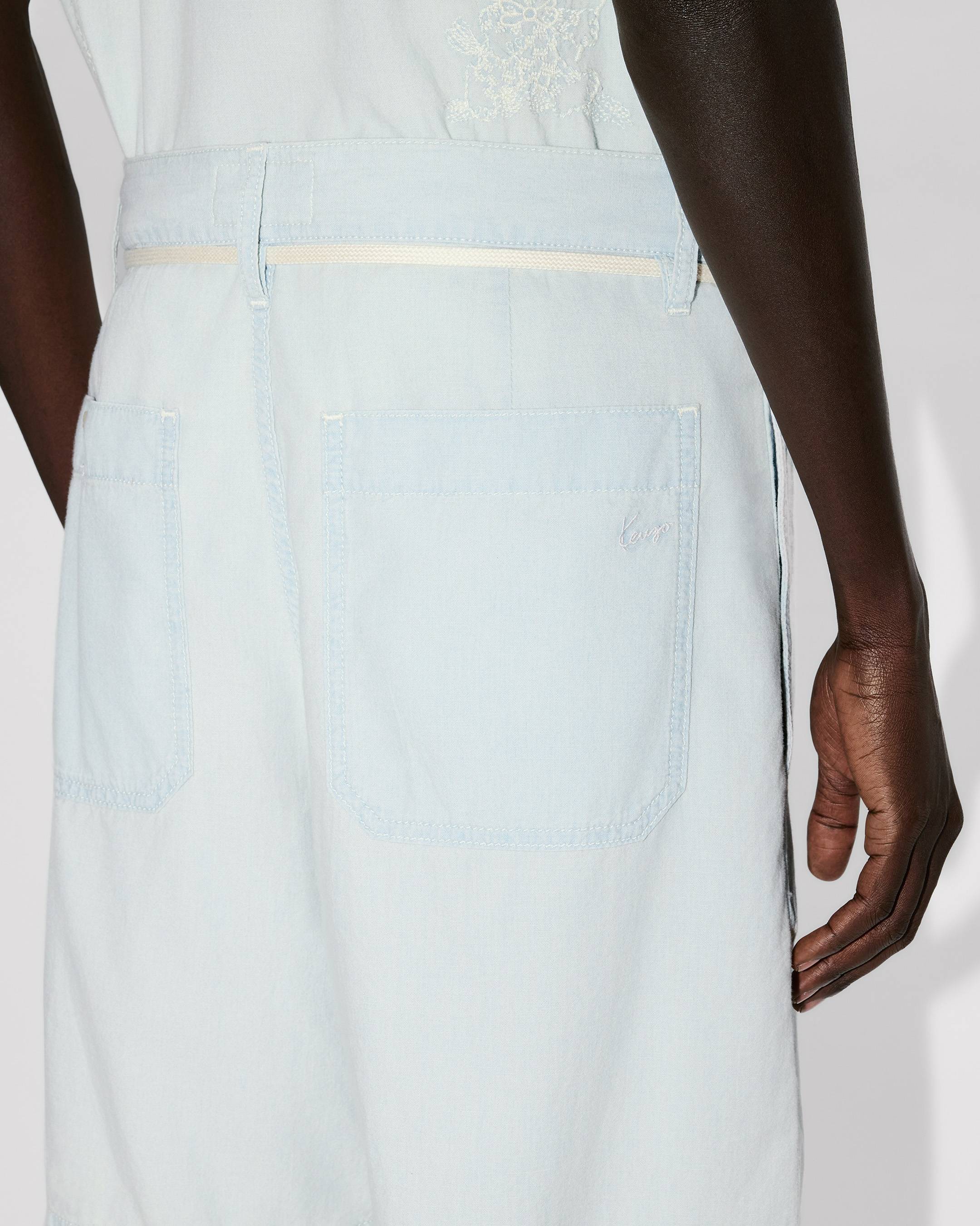 Kenzo Lace Straight Short In Stone Bleach Chambray