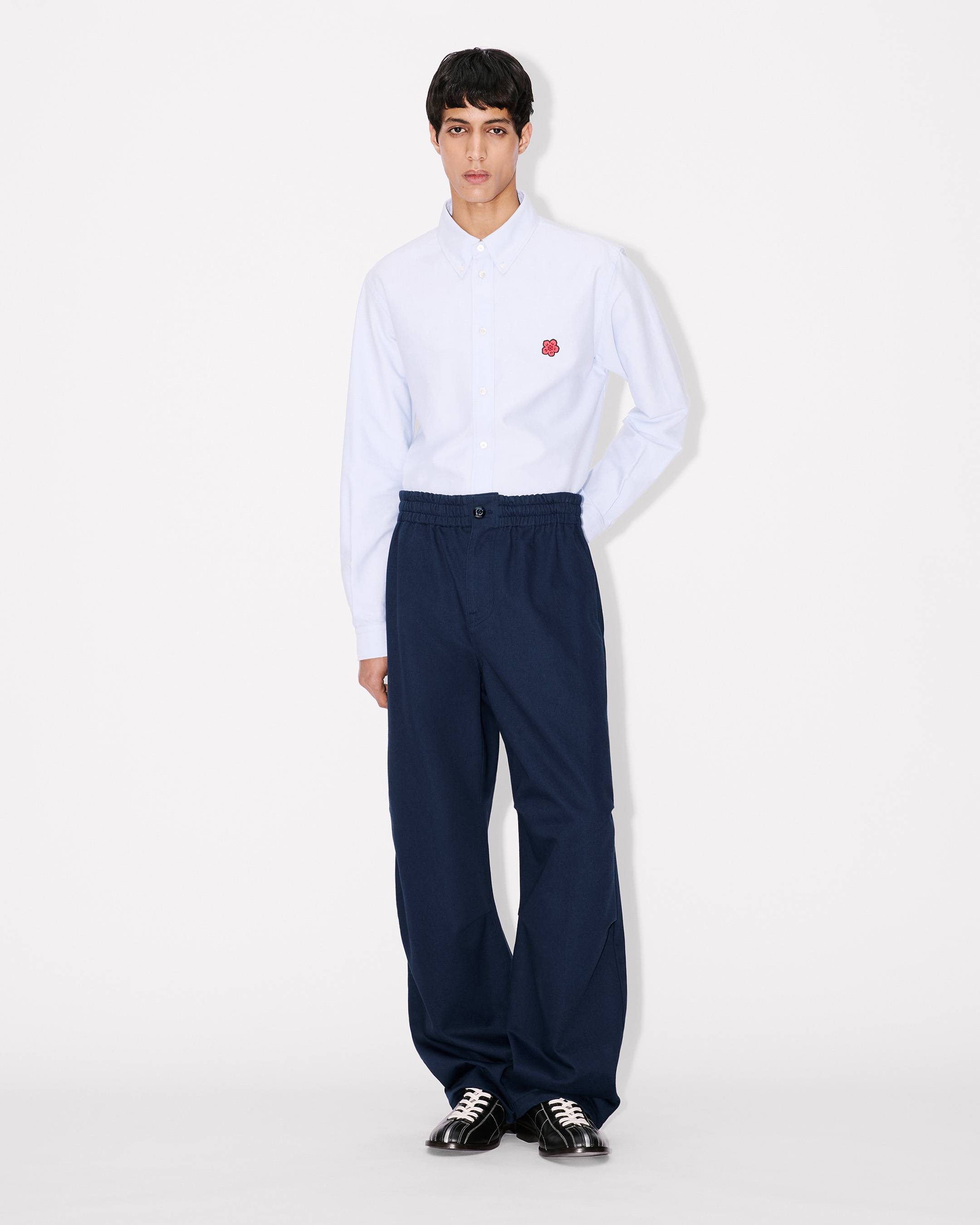 Kenzo Elasticated Pants In Herringbone Cotton