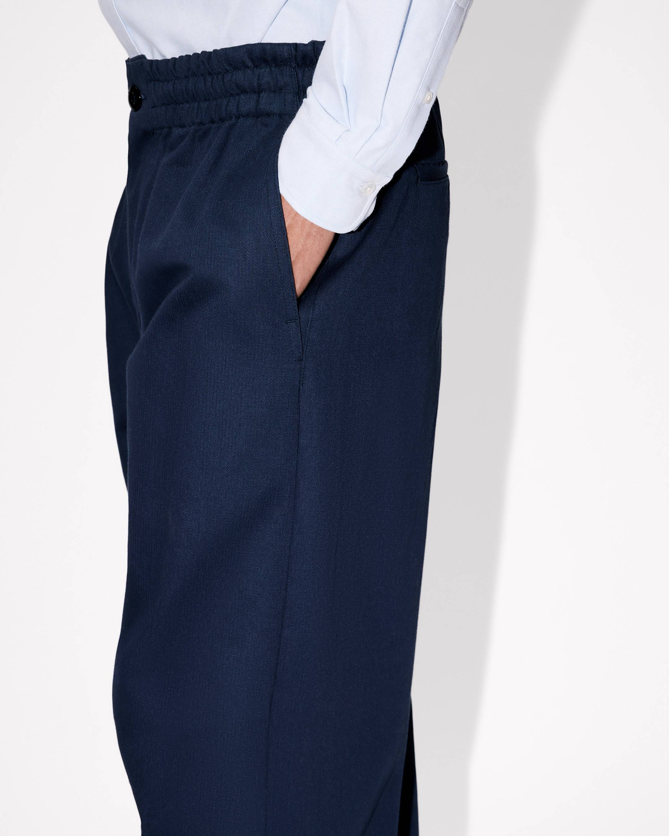 Kenzo Elasticated Pants In Herringbone Cotton