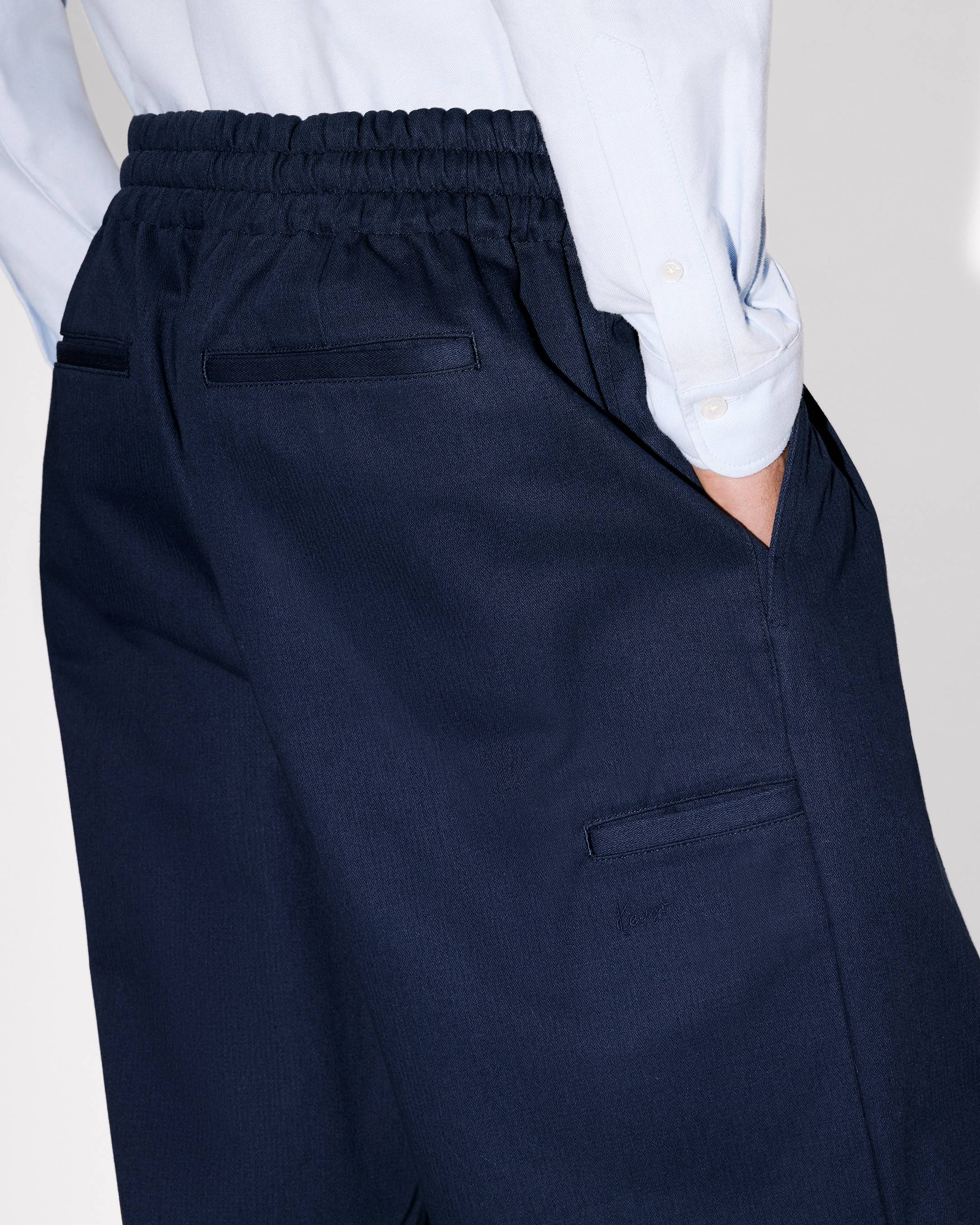 Kenzo Elasticated Pants In Herringbone Cotton