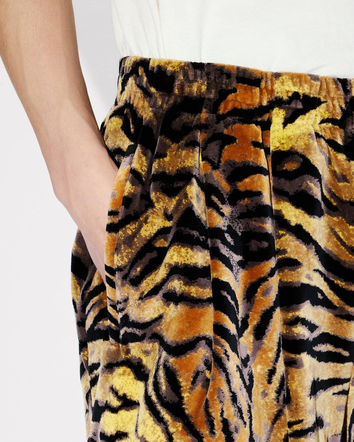 Kenzo Tiger Track Shorts In Velvet Jacquard