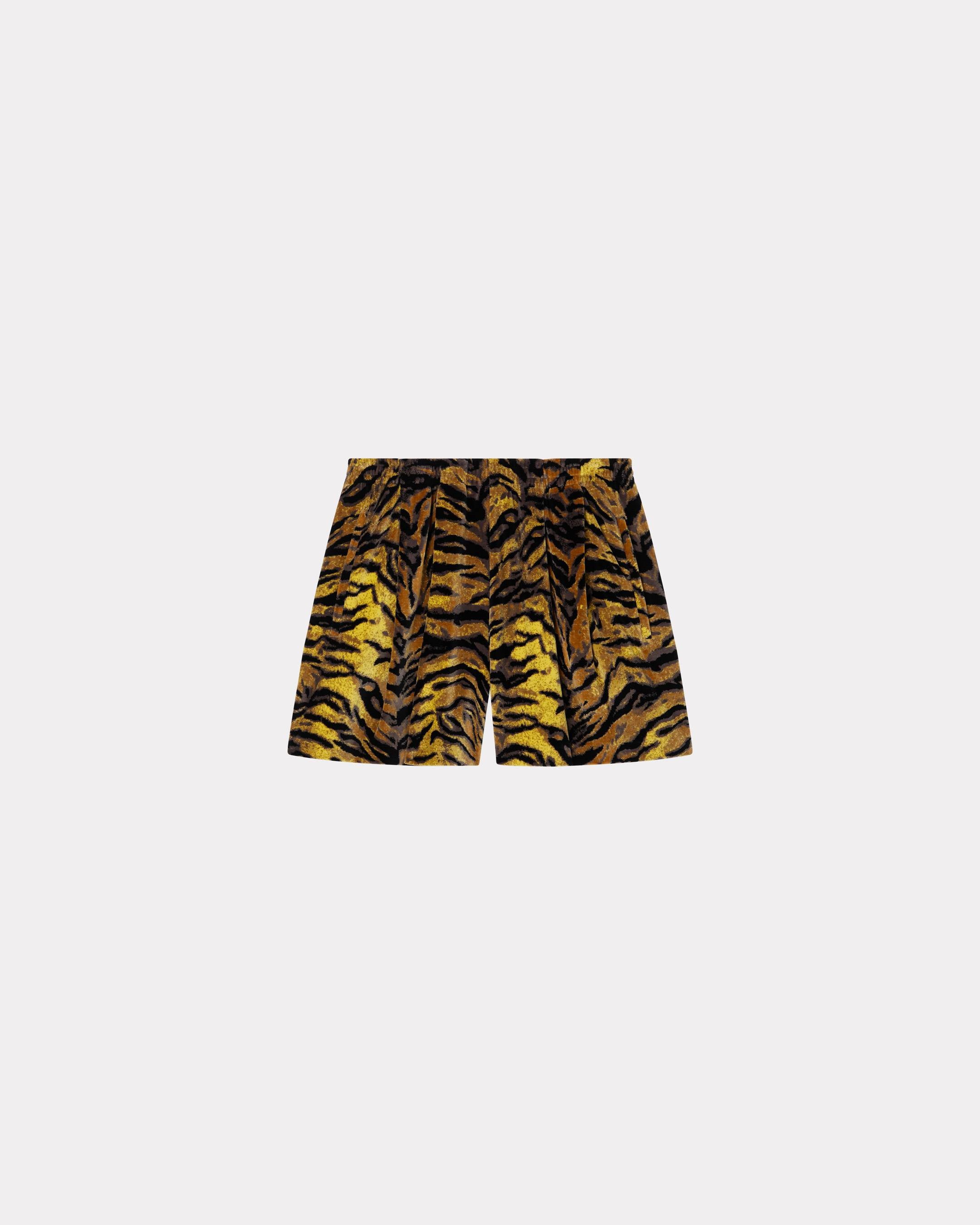 Kenzo Tiger Track Shorts In Velvet Jacquard