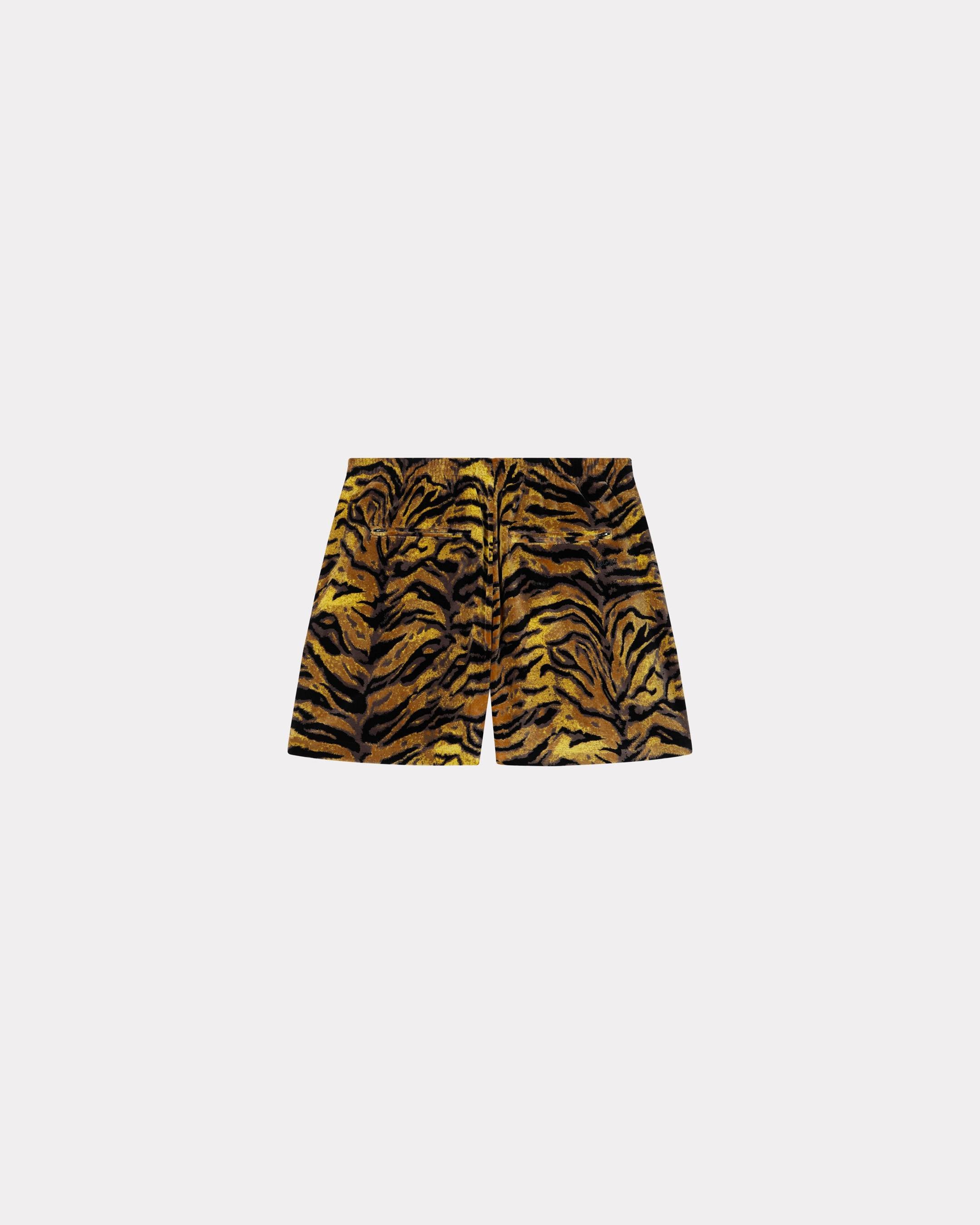 Kenzo Tiger Track Shorts In Velvet Jacquard
