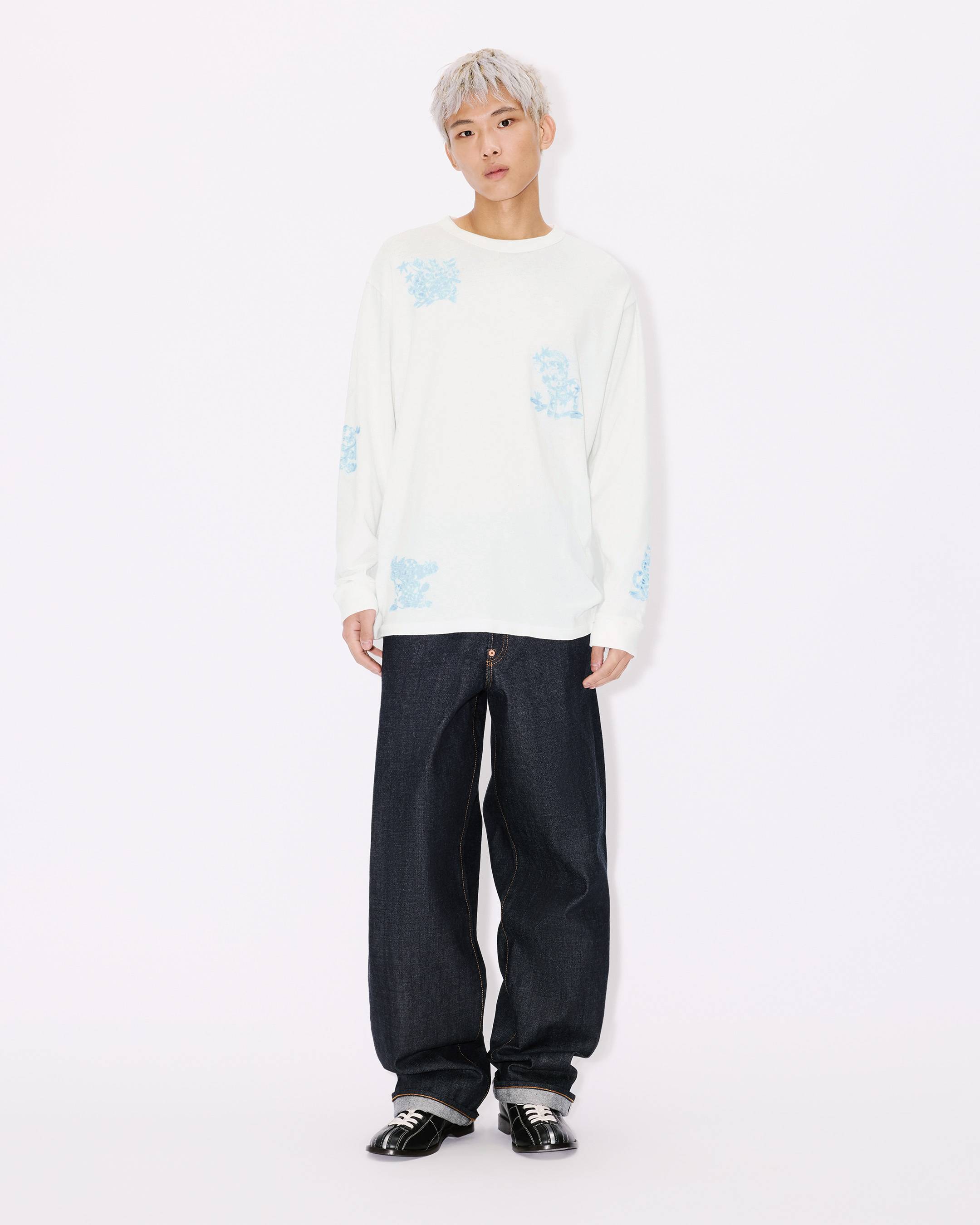 Kenzo Cartoon Outlined Relax Long Sleeve Tshirt In Cotton