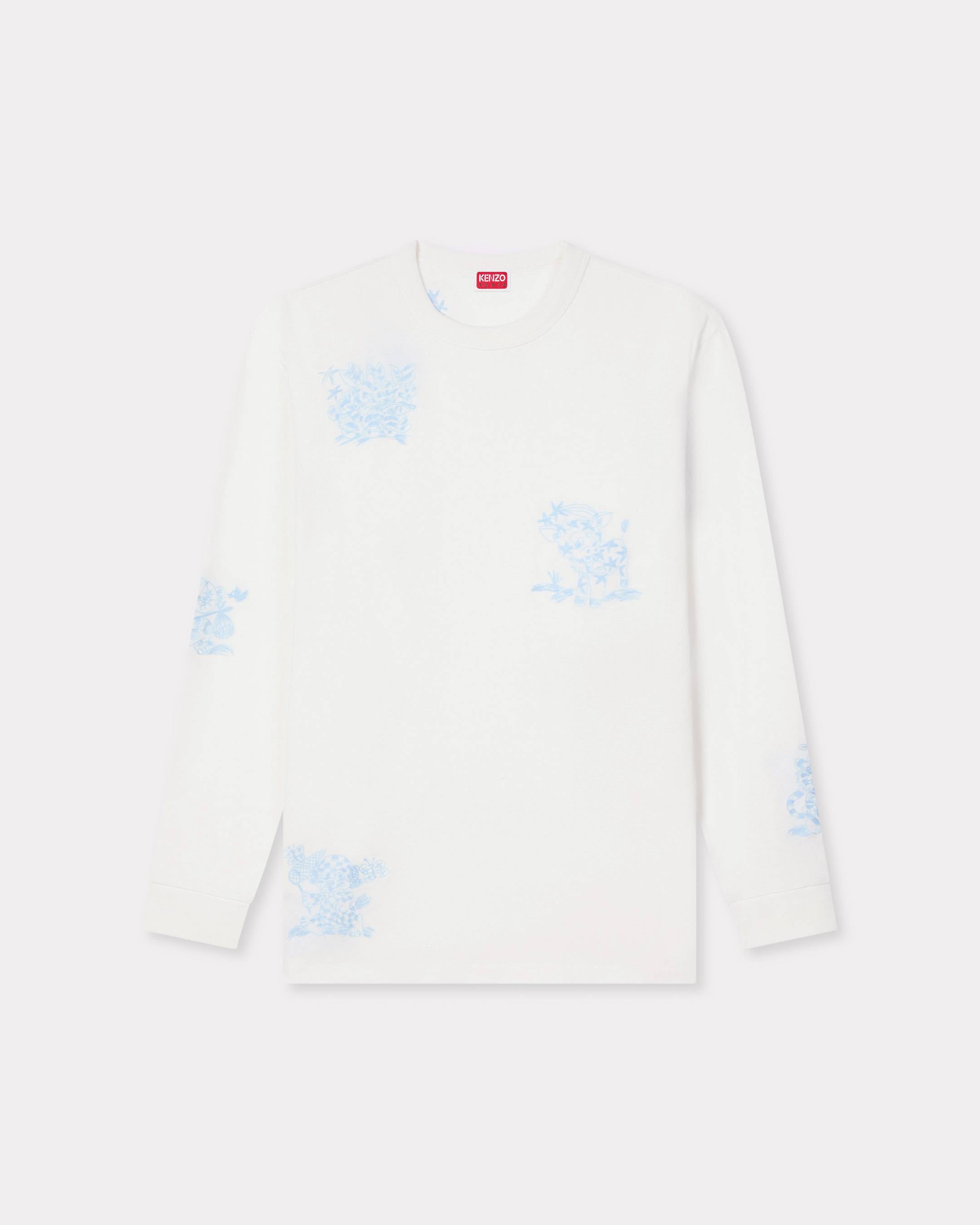 Kenzo Cartoon Outlined Relax Long Sleeve Tshirt In Cotton