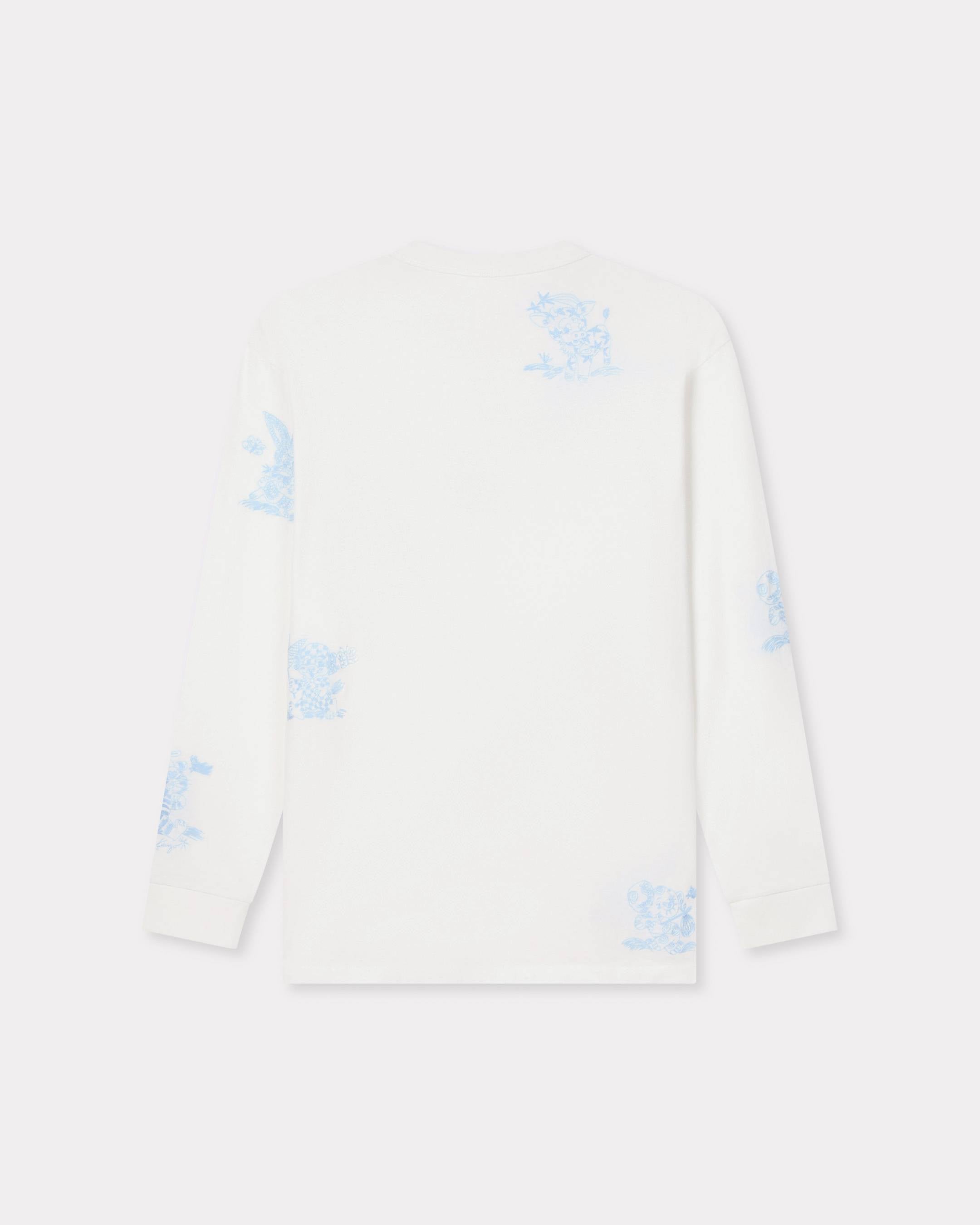 Kenzo Cartoon Outlined Relax Long Sleeve Tshirt In Cotton