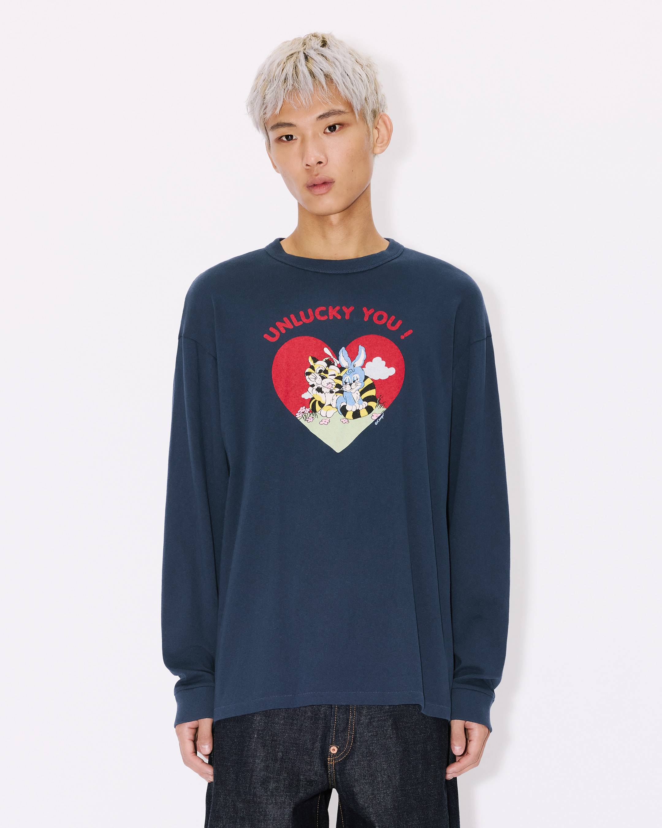 Kenzo Cartoon Outlined Relax Long Sleeve Tshirt In Cotton