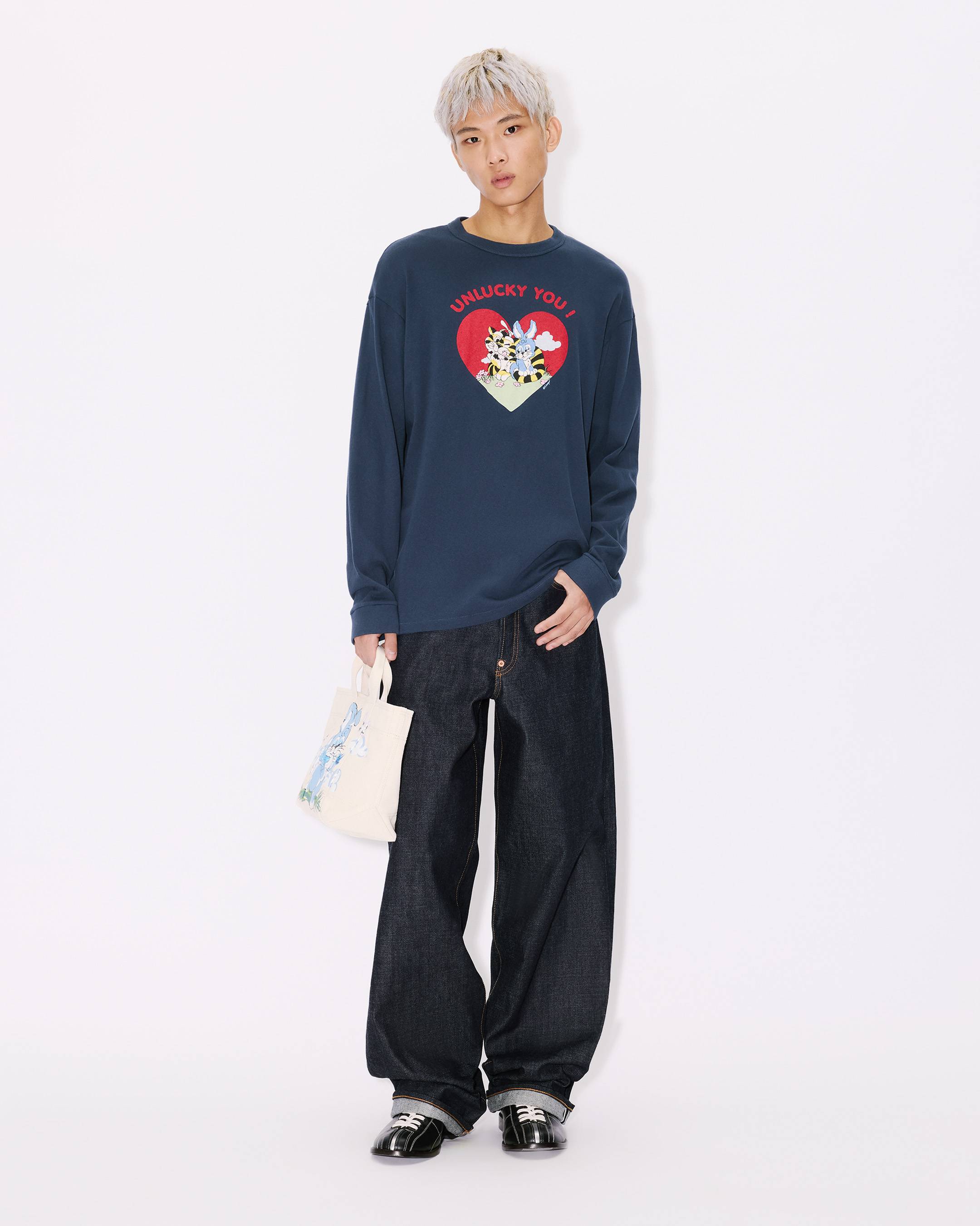 Kenzo Cartoon Outlined Relax Long Sleeve Tshirt In Cotton