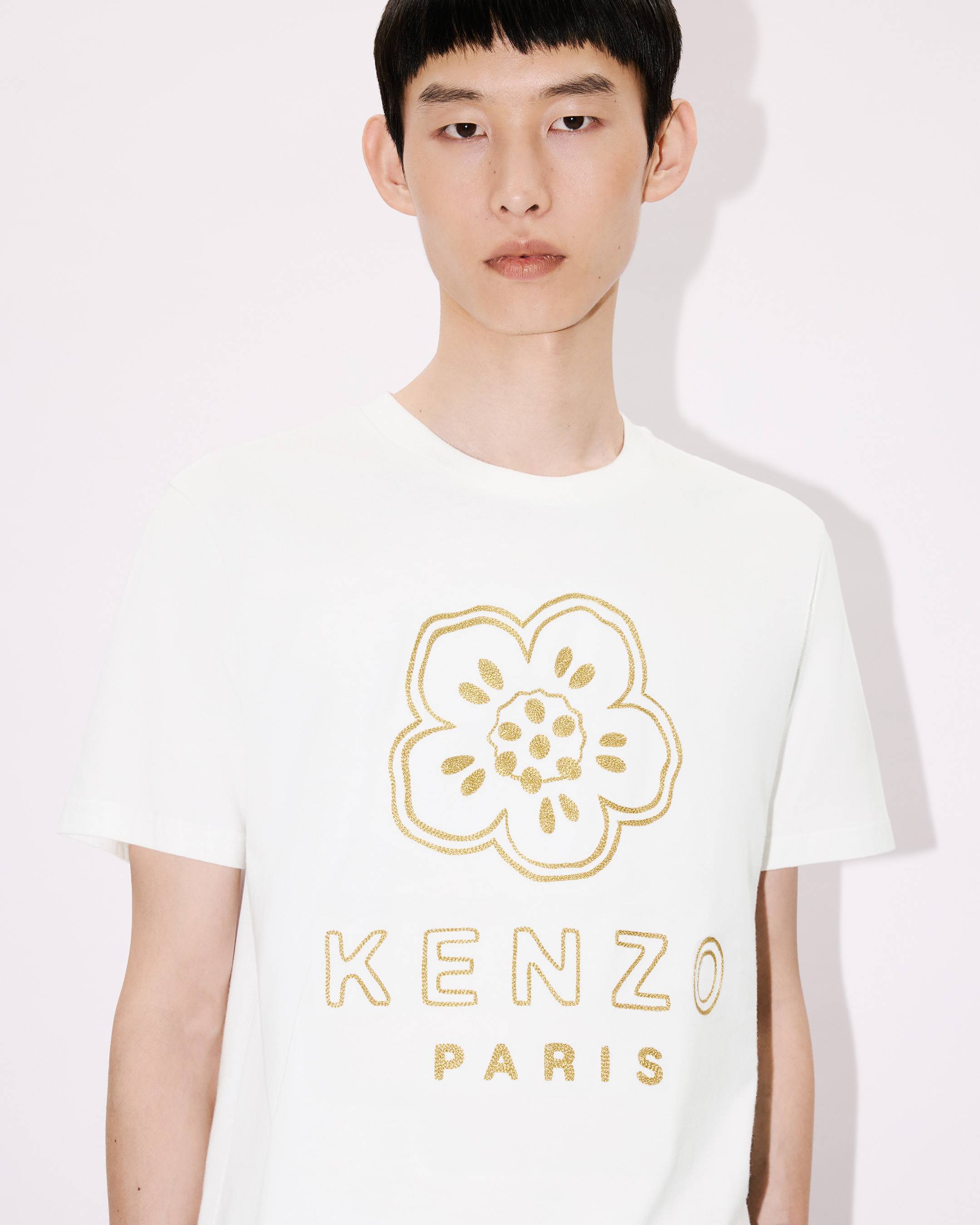 Kenzo Boke Flower Embroidered Slim Tshirt In Cotton