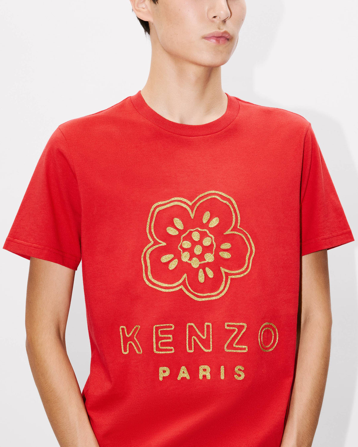 Kenzo Boke Flower Embroidered Slim Tshirt In Cotton