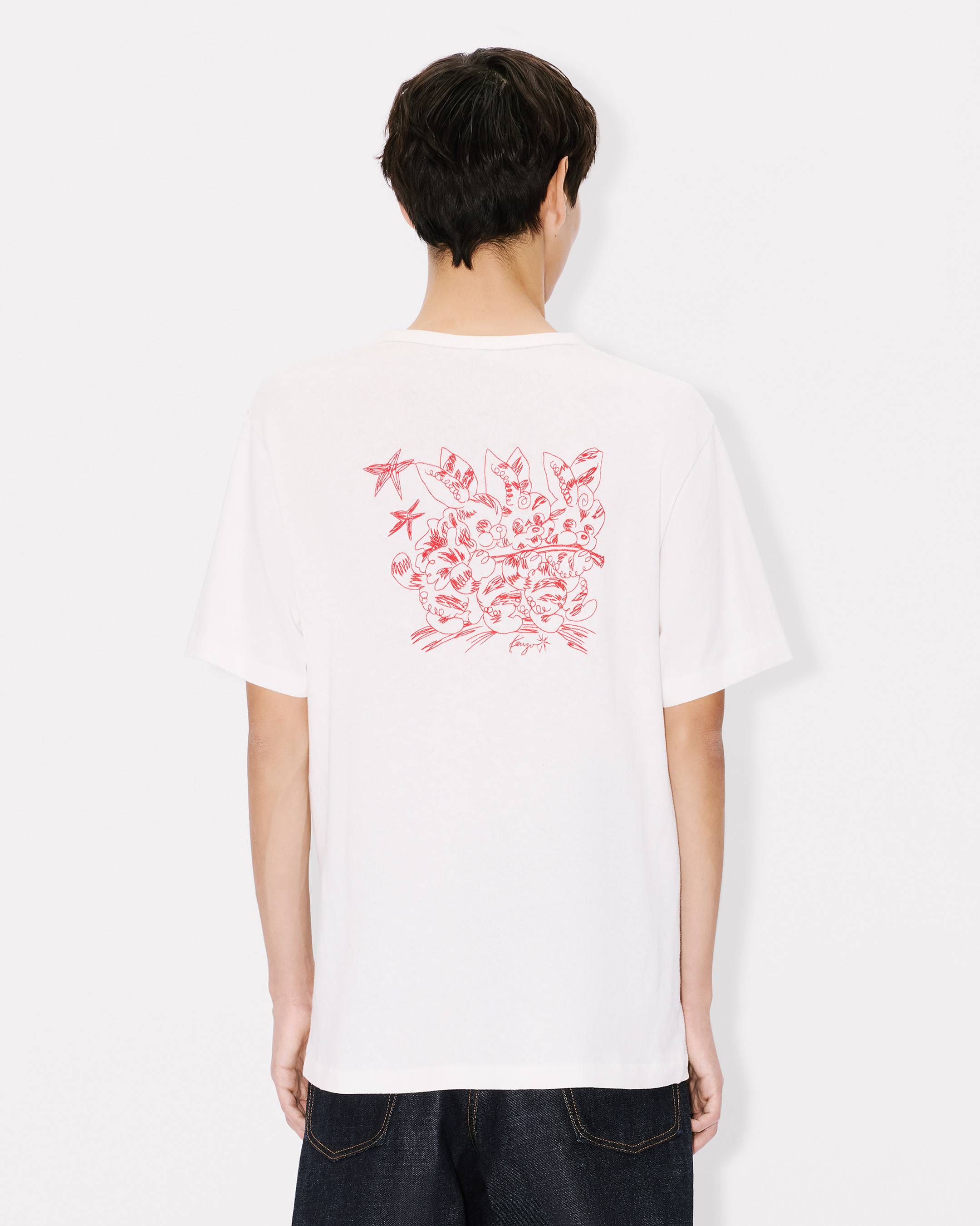 Kenzo Cartoon Embroidered Outlined Tshirt In Cotton