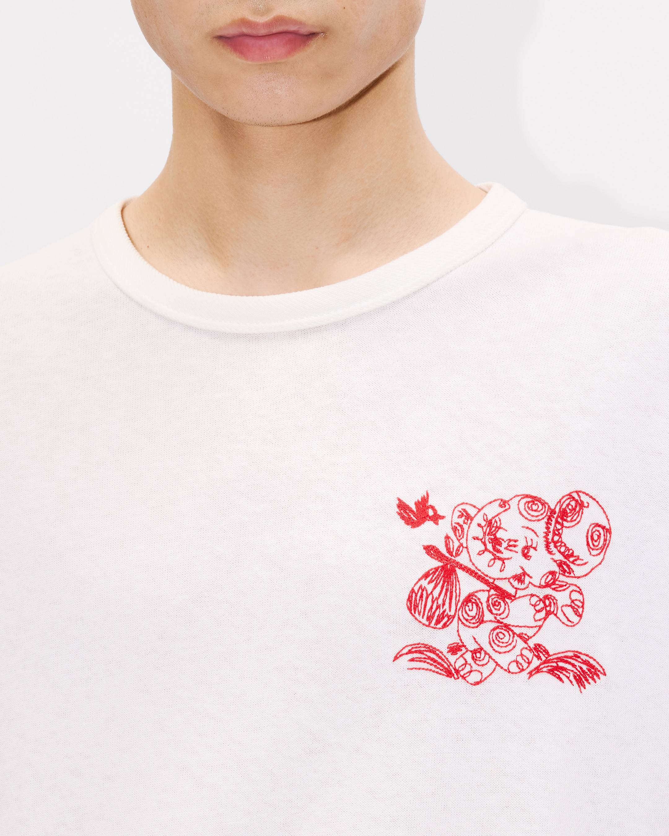 Kenzo Cartoon Embroidered Outlined Tshirt In Cotton