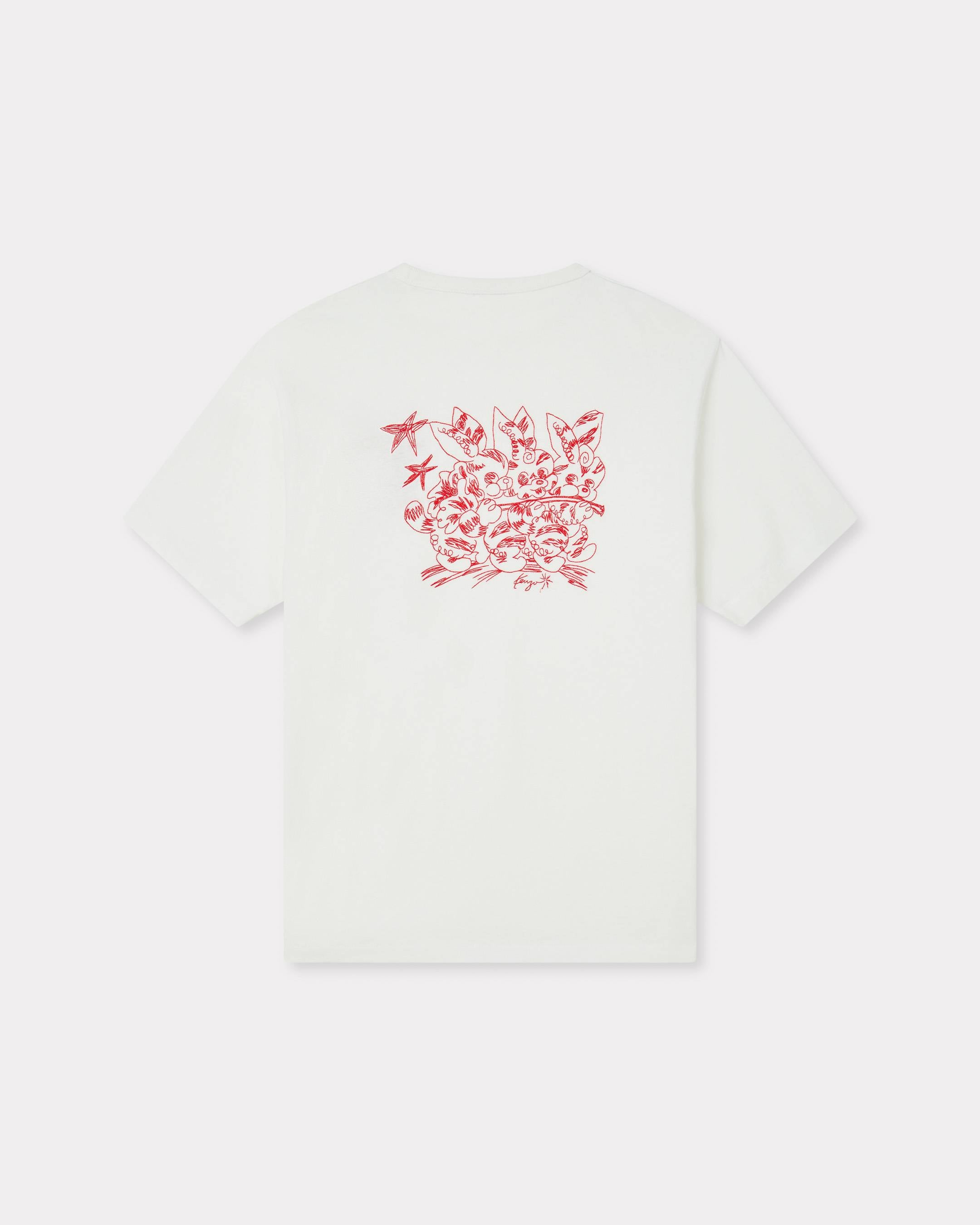 Kenzo Cartoon Embroidered Outlined Tshirt In Cotton