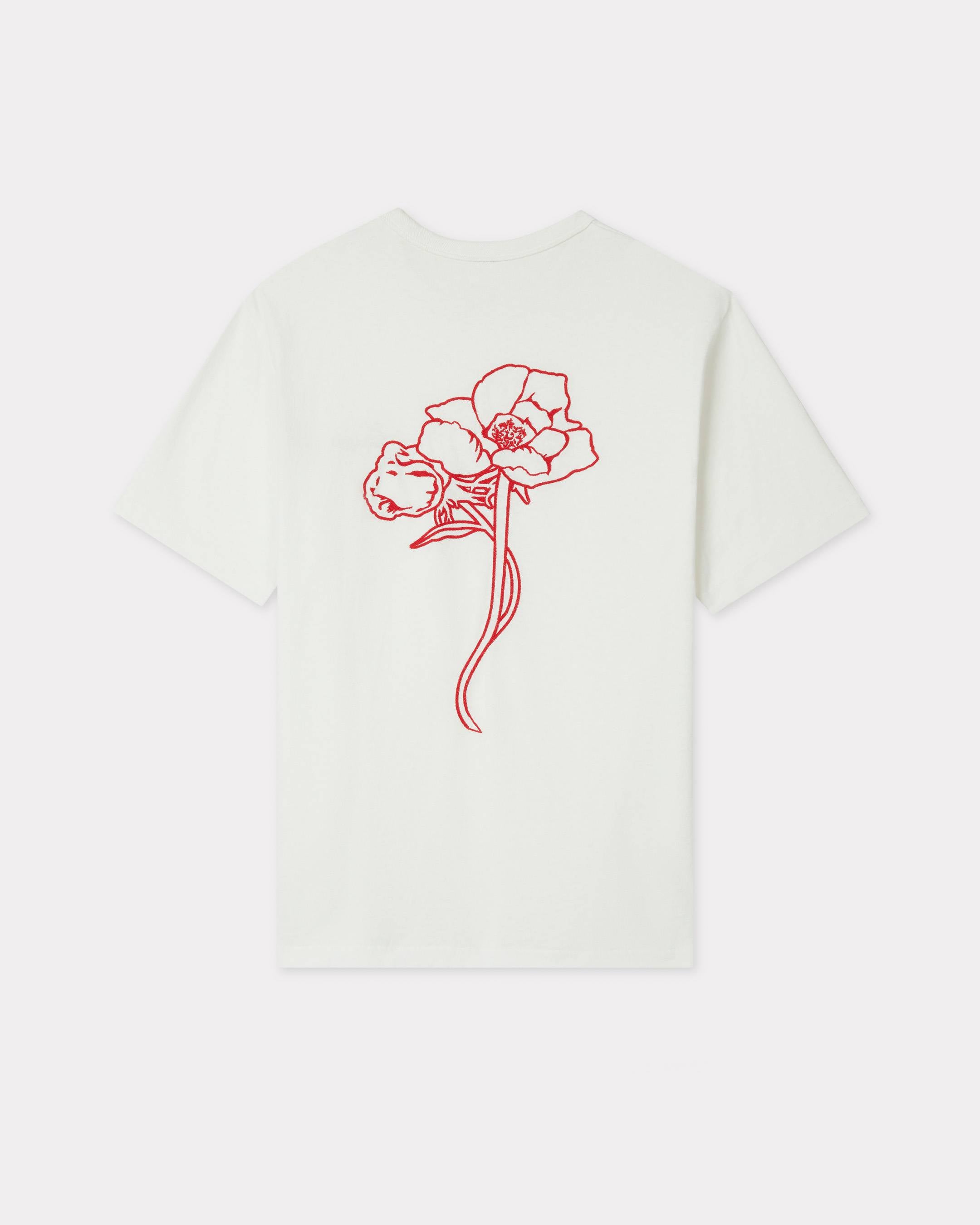 Kenzo Archive Rose Embroidered Outlined Tshirt In Cotton