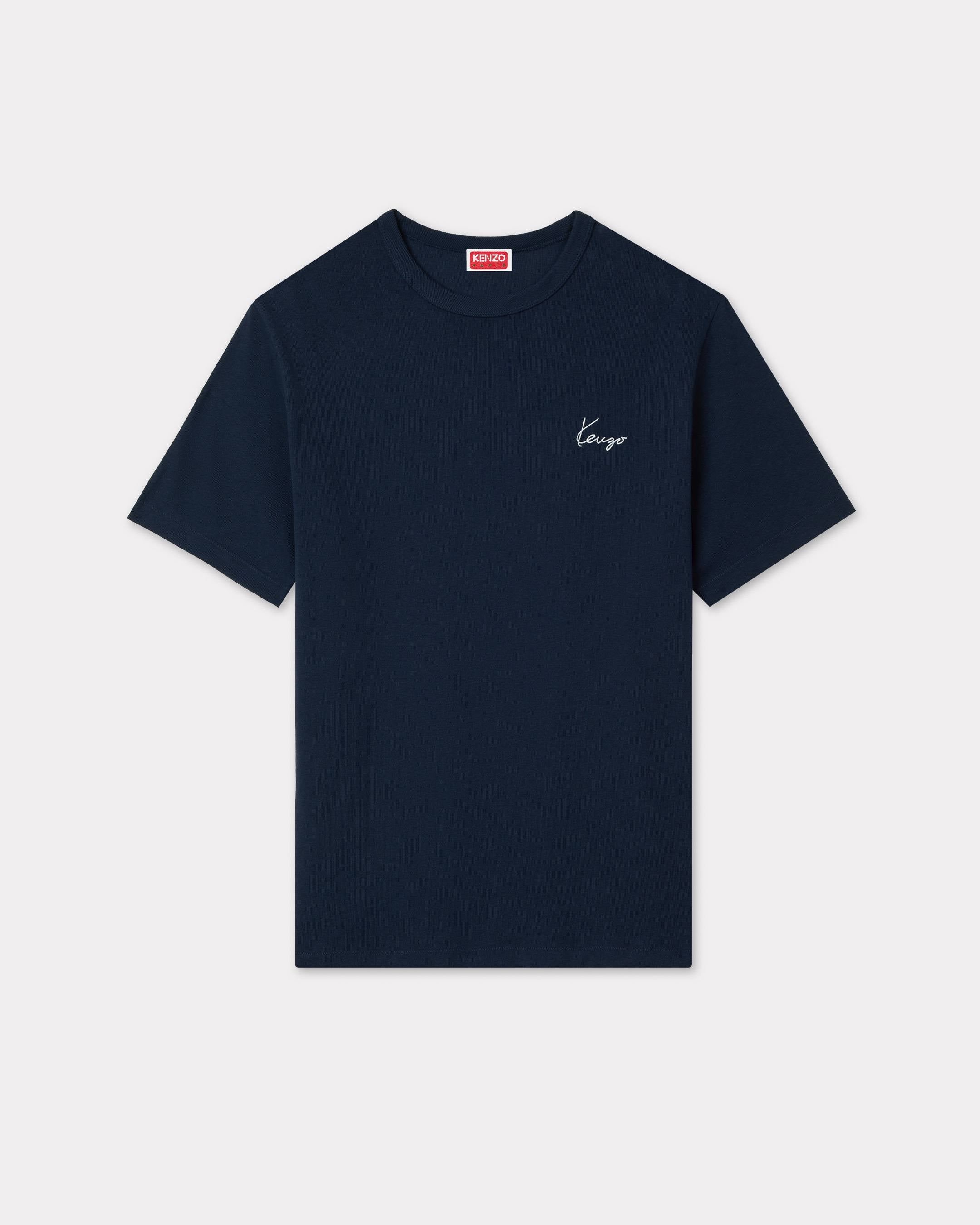 Kenzo Archive Rose Embroidered Outlined Tshirt In Cotton