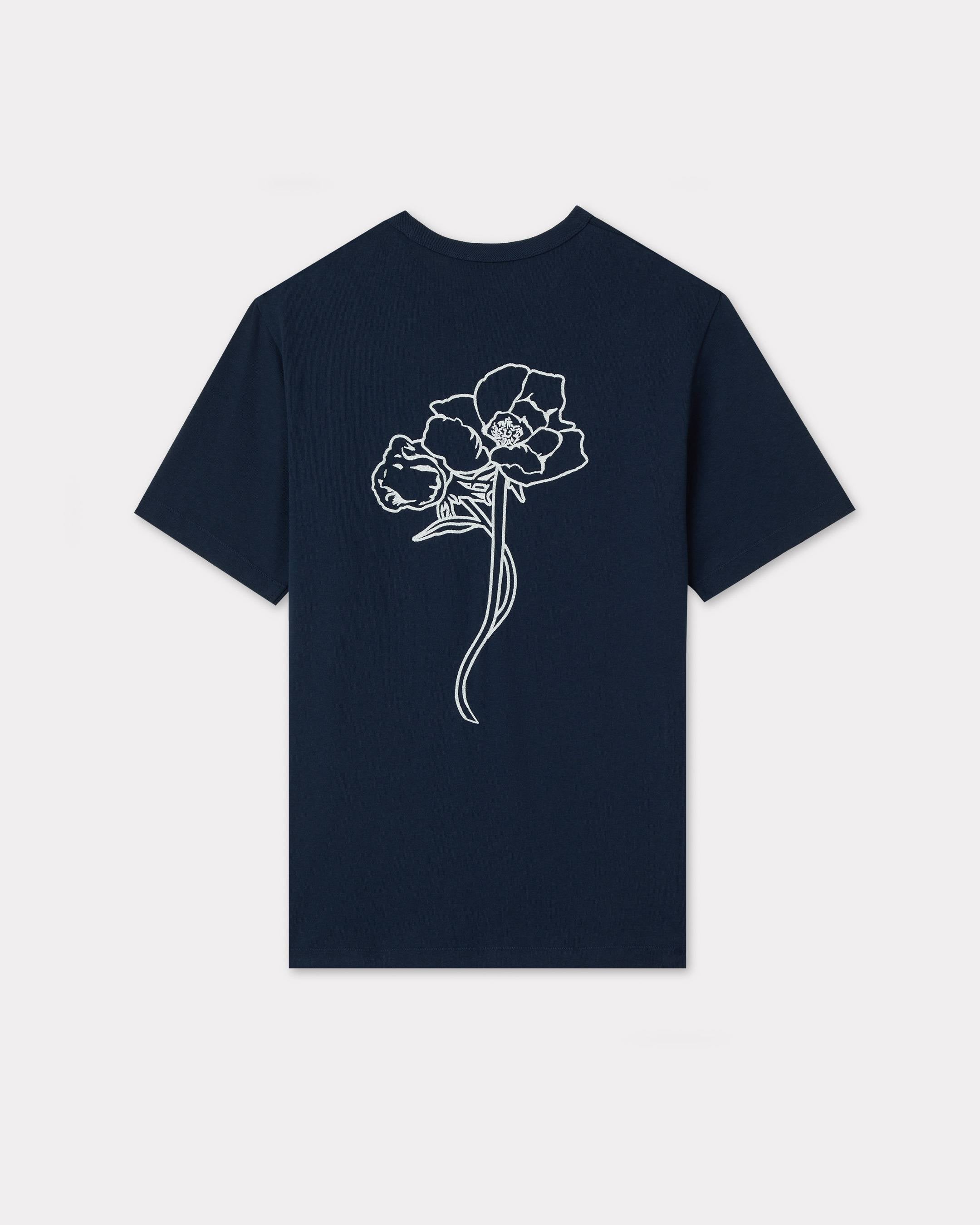 Kenzo Archive Rose Embroidered Outlined Tshirt In Cotton