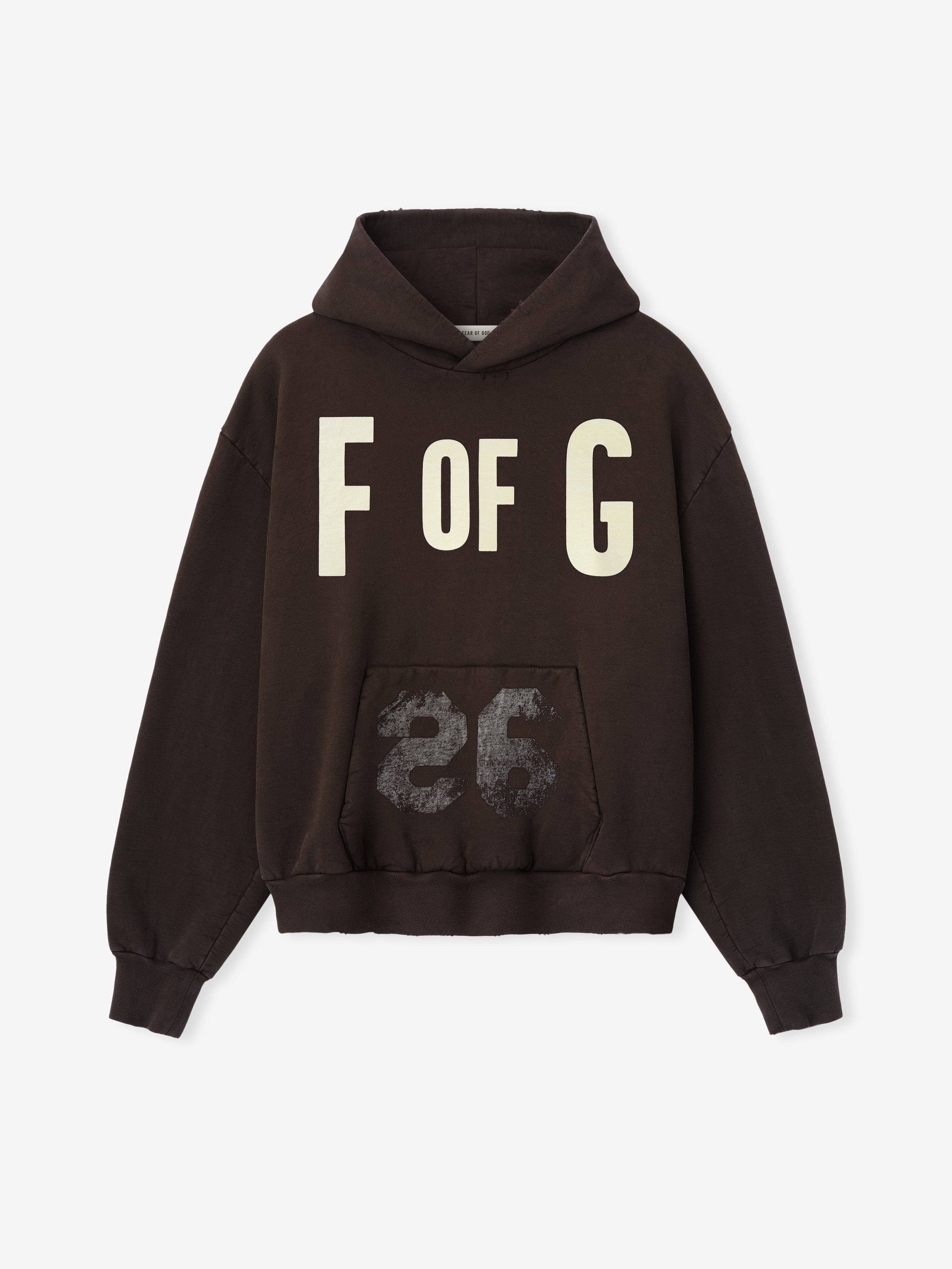 Essentials F Of G Classic Half Raglan Hoodie W/ Pocket Dark Brown