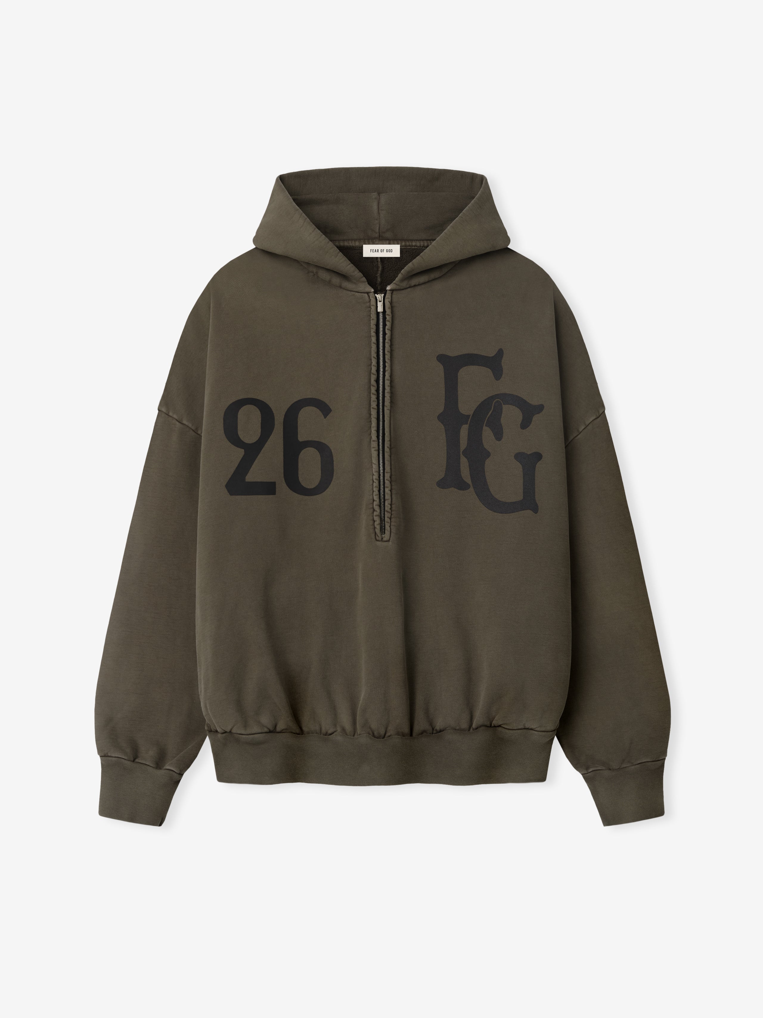 Essentials Baseball Club Half Zip Hoodie Faded Brown