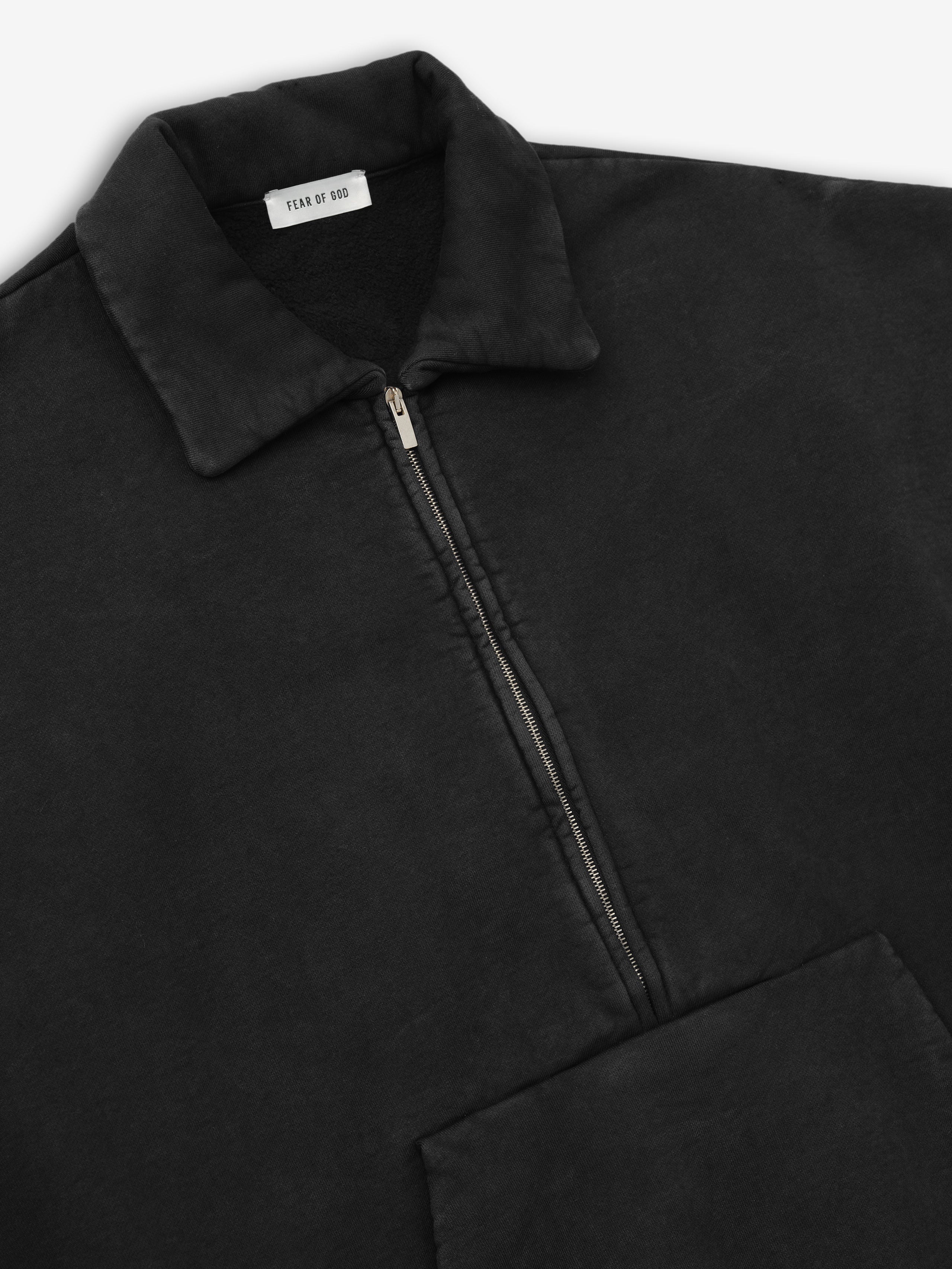 Essentials Sunfaded Half Zip Polo Sweatshirt Black