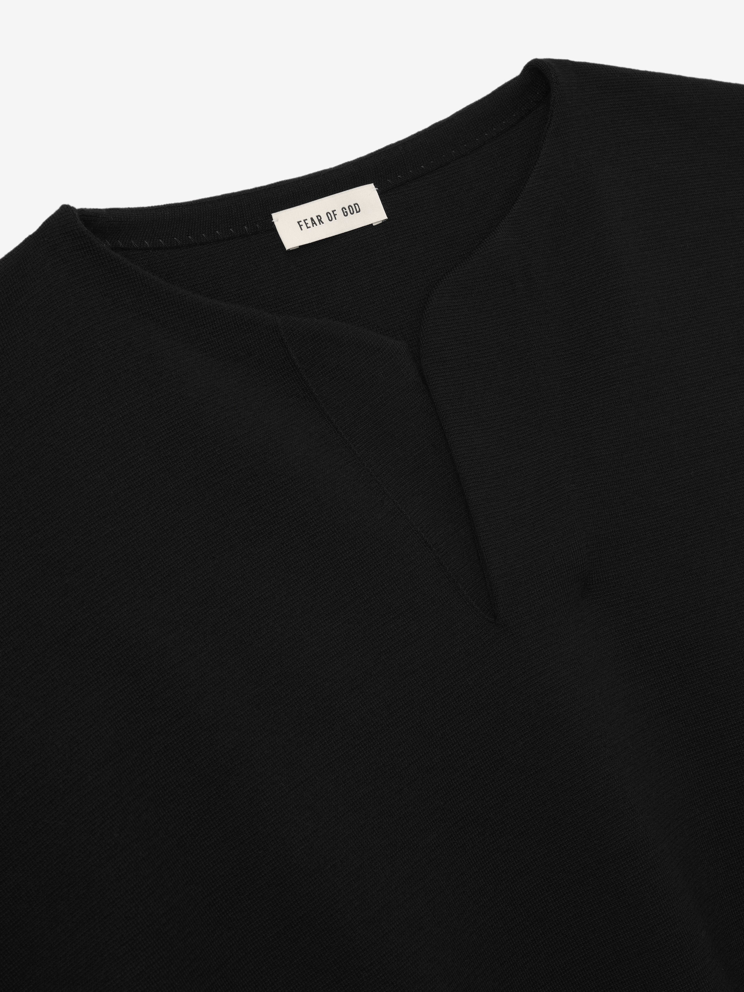 Essentials Merino Milano Knit Henley Sweater Black