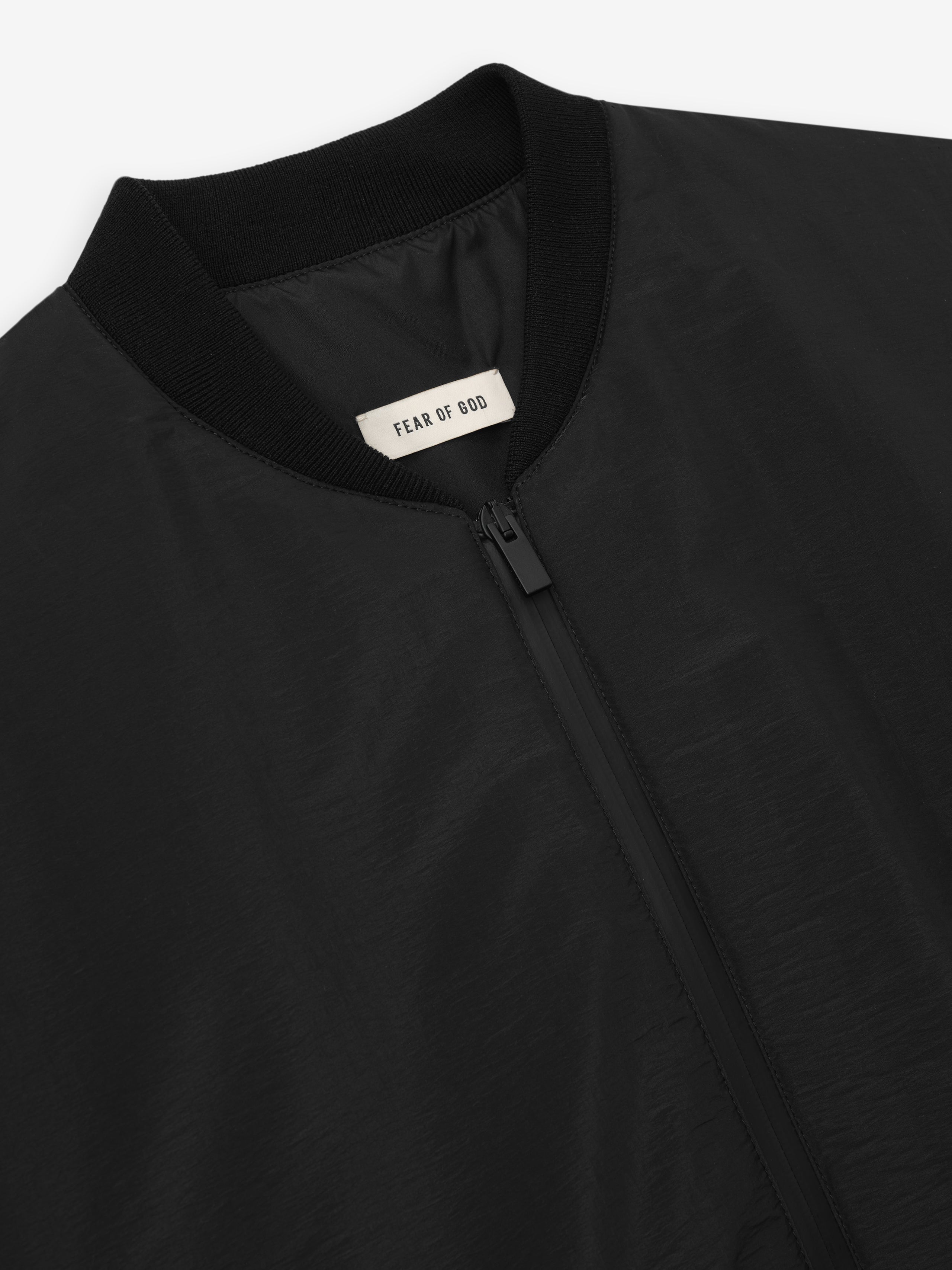 Essentials Nylon Taffeta Padded Bomber Jacket Off Black