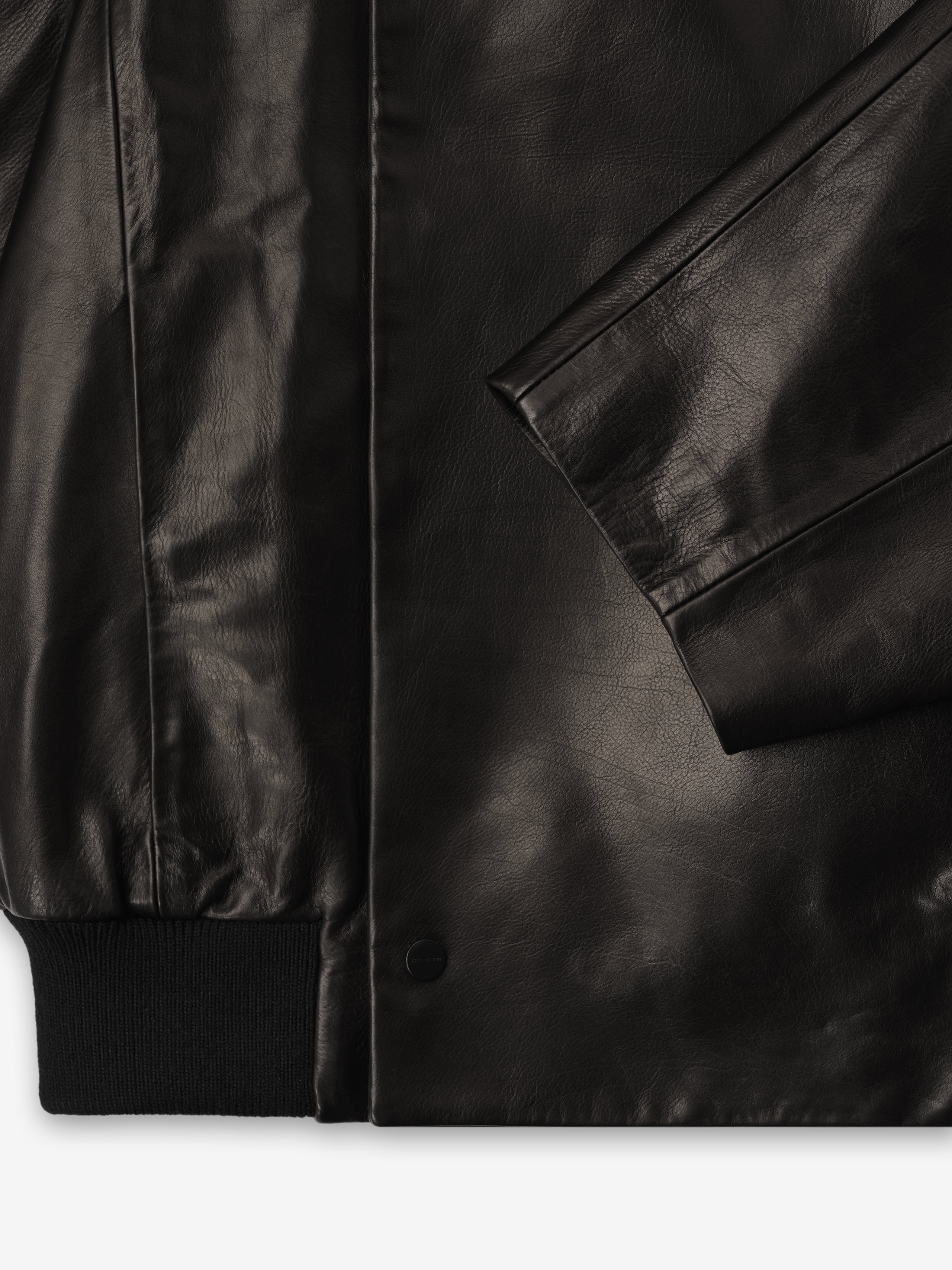 Essentials Leather Raglan Bomber Jacket Black